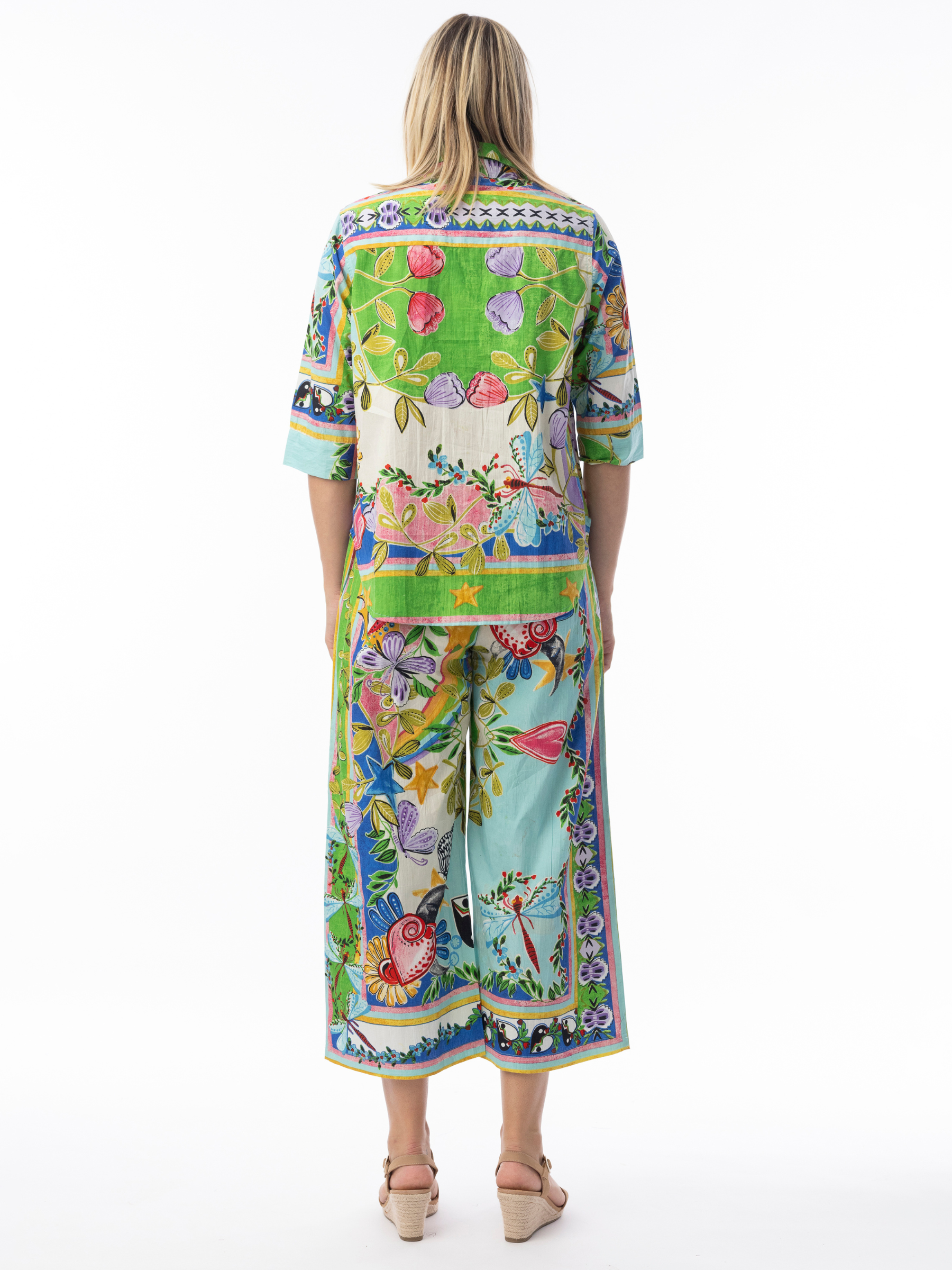 Orientique 4651 Sante Fe Pants wide-leg printed trousers with relaxed fit and bold patchwork-inspired design.