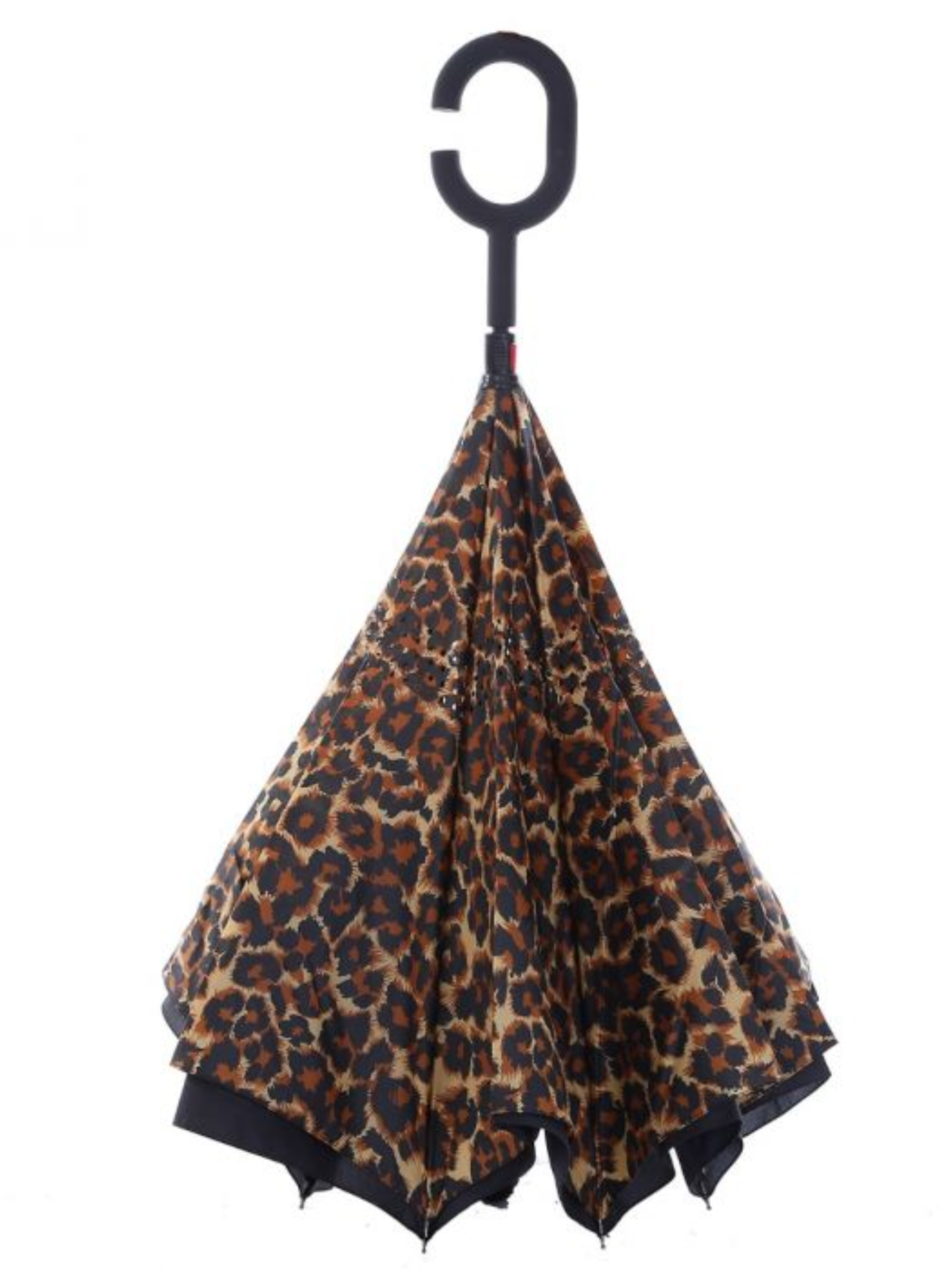 PCHA Reversible Umbrella with reverse-fold design, shown in Vintage Rose Garden, Leopard Print, Symphony Floral and Butterfly patterns - a stylish and practical rainy-day accessory