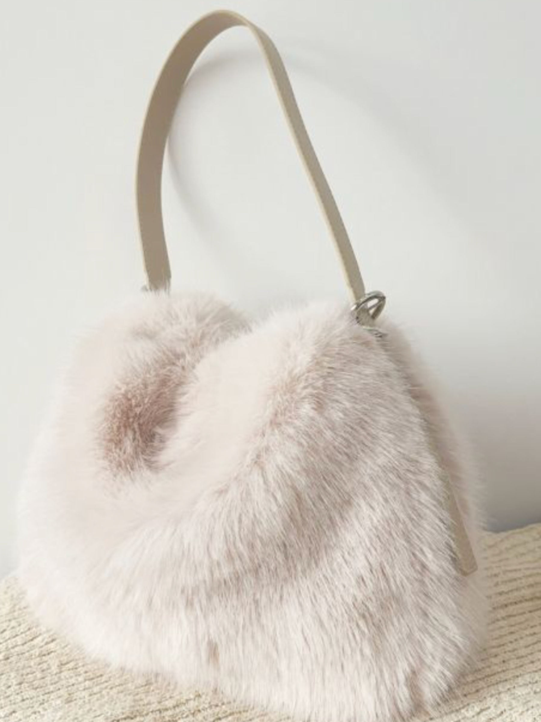 PCHA 60389 Faux Fur Hobo Shoulder Bag with a soft faux fur finish, rounded hobo shape and shoulder strap.