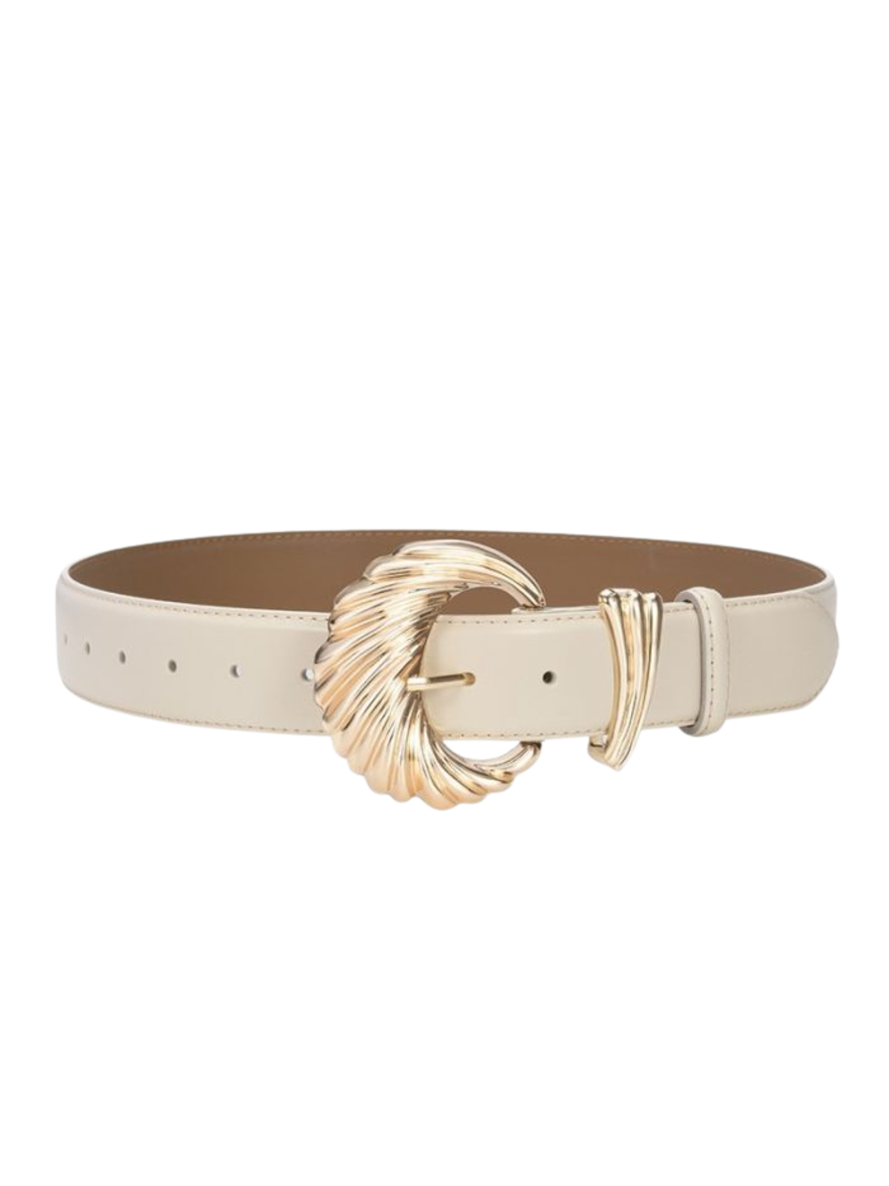 PCHA BEL060 Beige With Gold Buckle Belt – stylish beige belt with statement gold buckle, perfect for elevating dresses, knitwear and smart-casual outfits.