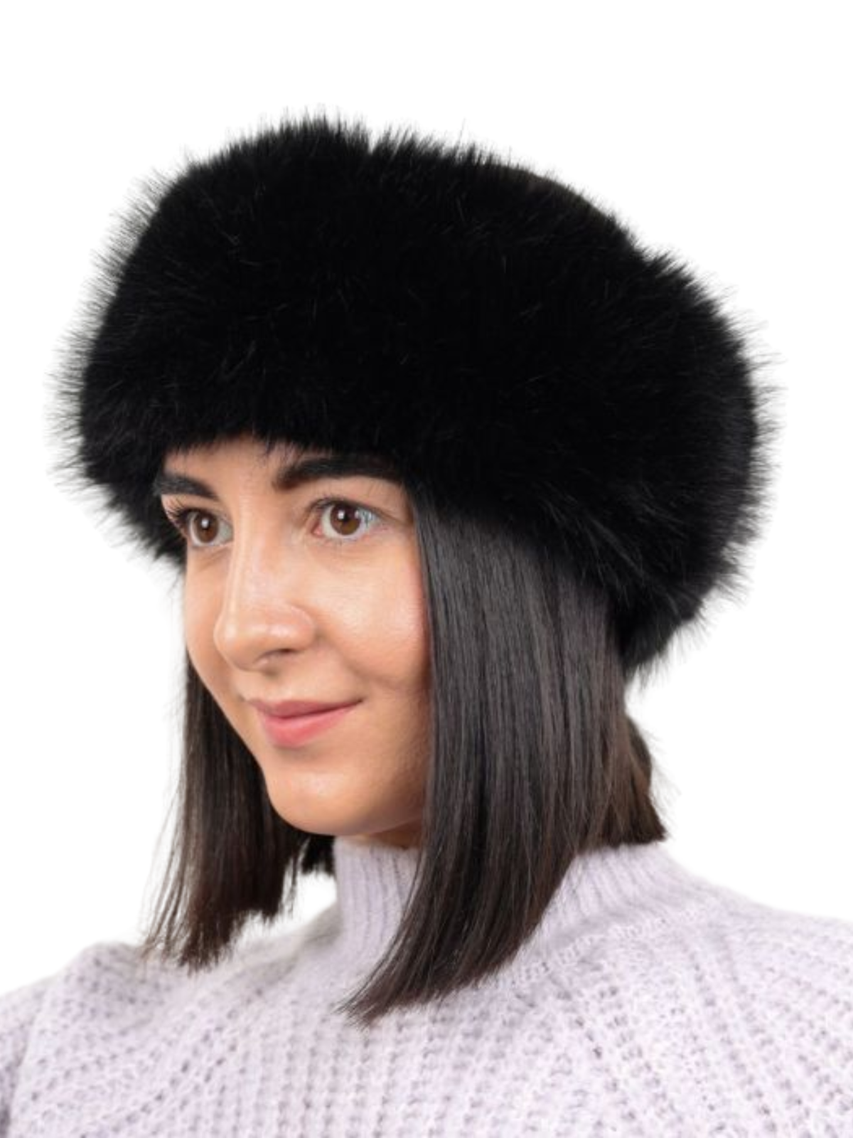 PCHA SD125 Black Faux Fur Headband featuring plush black faux fur - a luxury winter accessory perfect for stylish cold-weather outfits and boutique seasonal fashion.