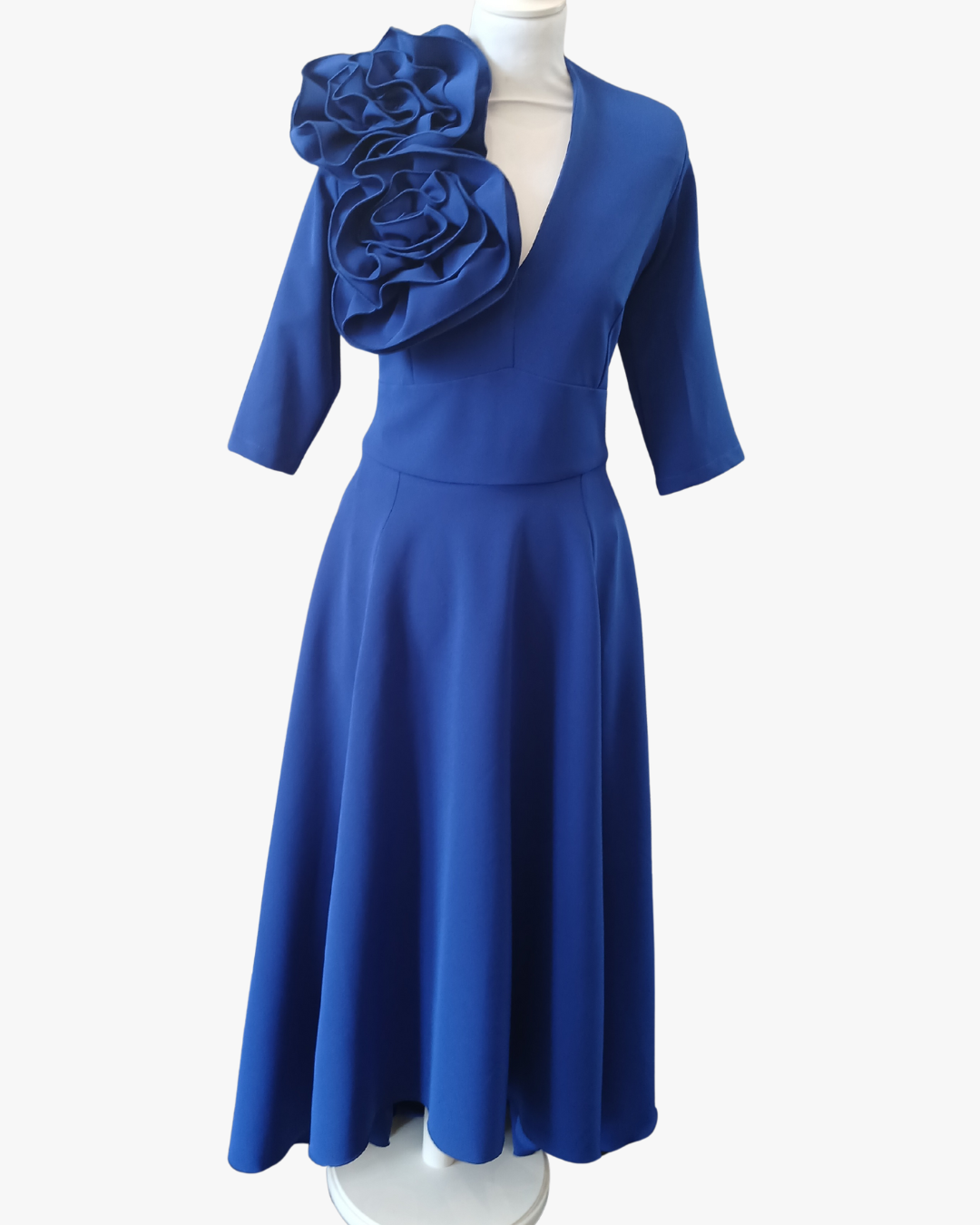 Kevan Jon Betty B Cobalt Blue Ruffle Shoulder Occasion Dress Kevan Jon Betty B Cobalt Blue Ruffle Shoulder Occasion Dress