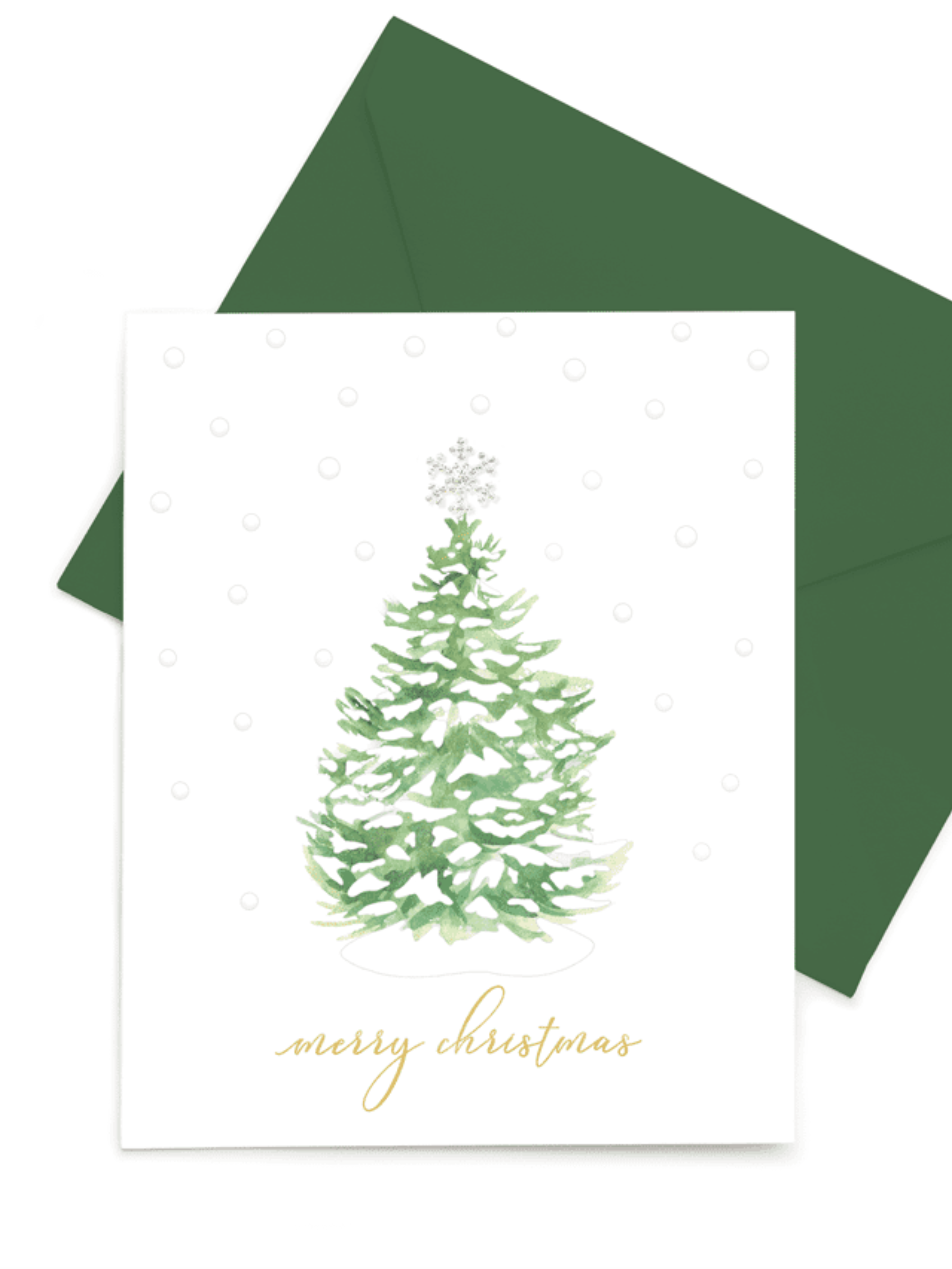 QB25 MDC28 Merry Christmas Card – luxury hand-finished Christmas card with gold foil sentiment, diamanté snowflake jewel, and Christmas green envelope. Perfect for sending elegant festive wishes
