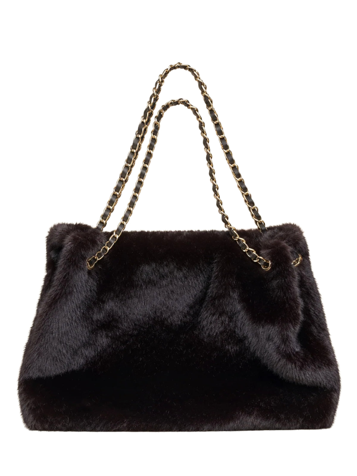 QBAW26 CW Gemma Faux Fur Shoulder Strap Bag with soft textured finish, structured shape and chain shoulder strap.