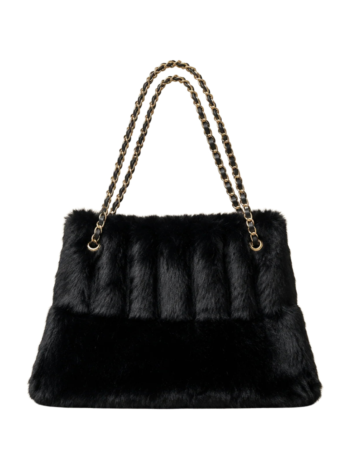 QBAW26 CW Gemma Faux Fur Shoulder Strap Bag with soft textured finish, structured shape and chain shoulder strap.