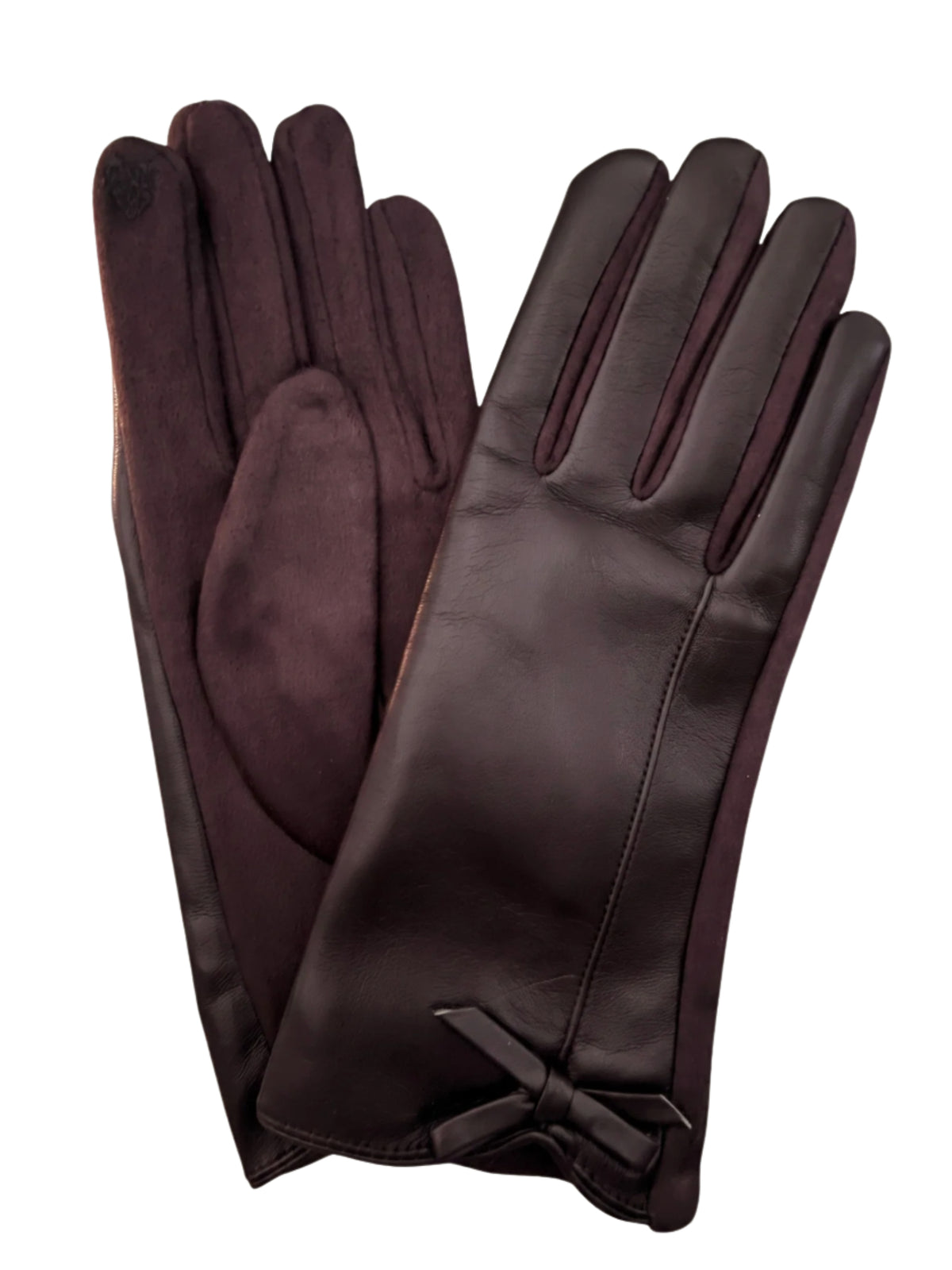 QBAW26 CW Willow Bow Detailed Gloves with bow wrist detail, contrast textured panels and embroidered heart accent.