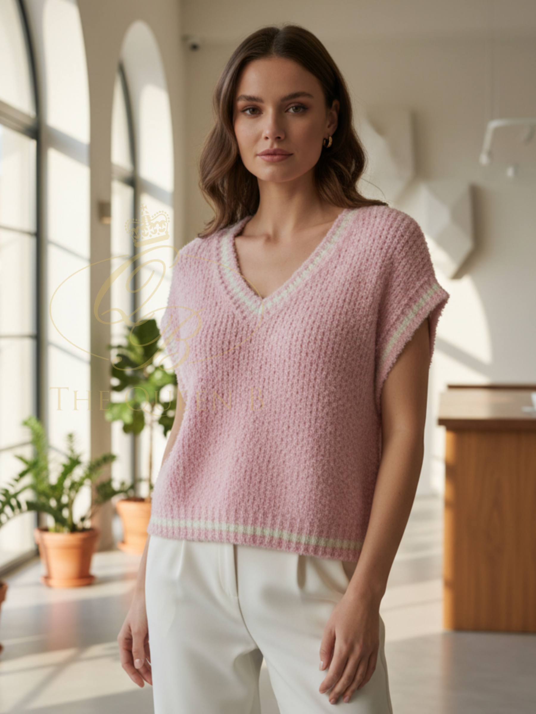 QBSS26 BC Evie V Neck Tank Top with sleeveless design, V neckline and relaxed knit silhouette.