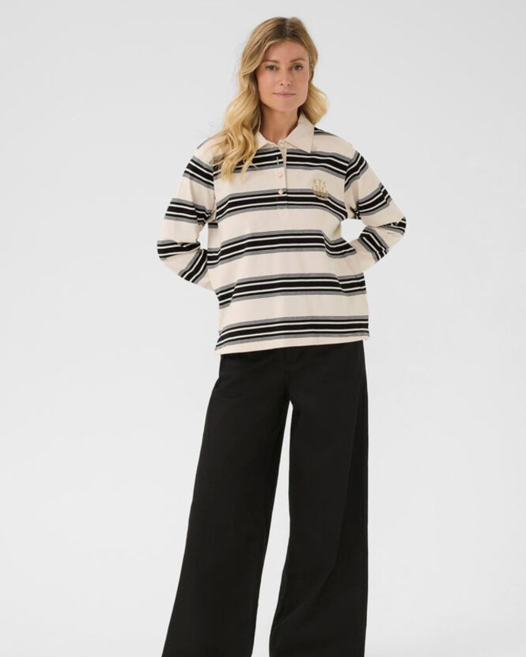 CREAM - CARMELL POLO SWEATSHIRT