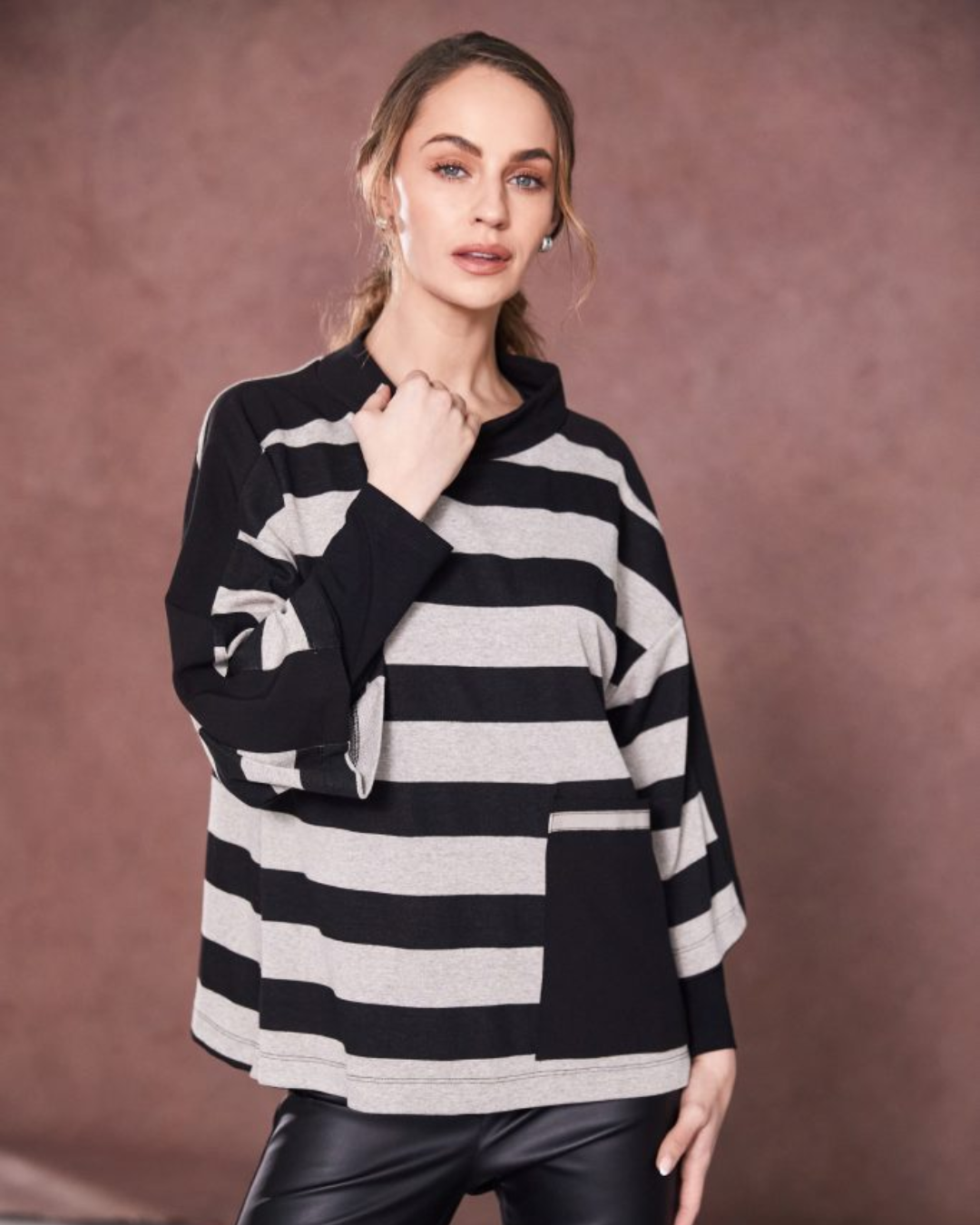 NAYA - NAW25 269 High Neck Stripped Top