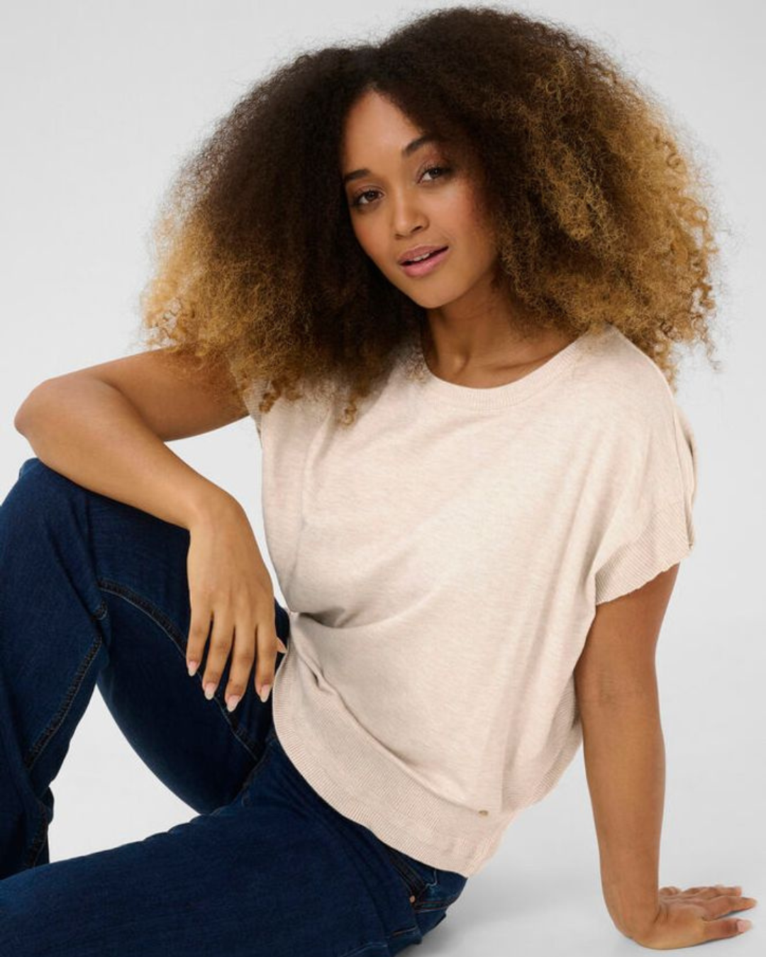 CREAM - DELA KNIT TOP