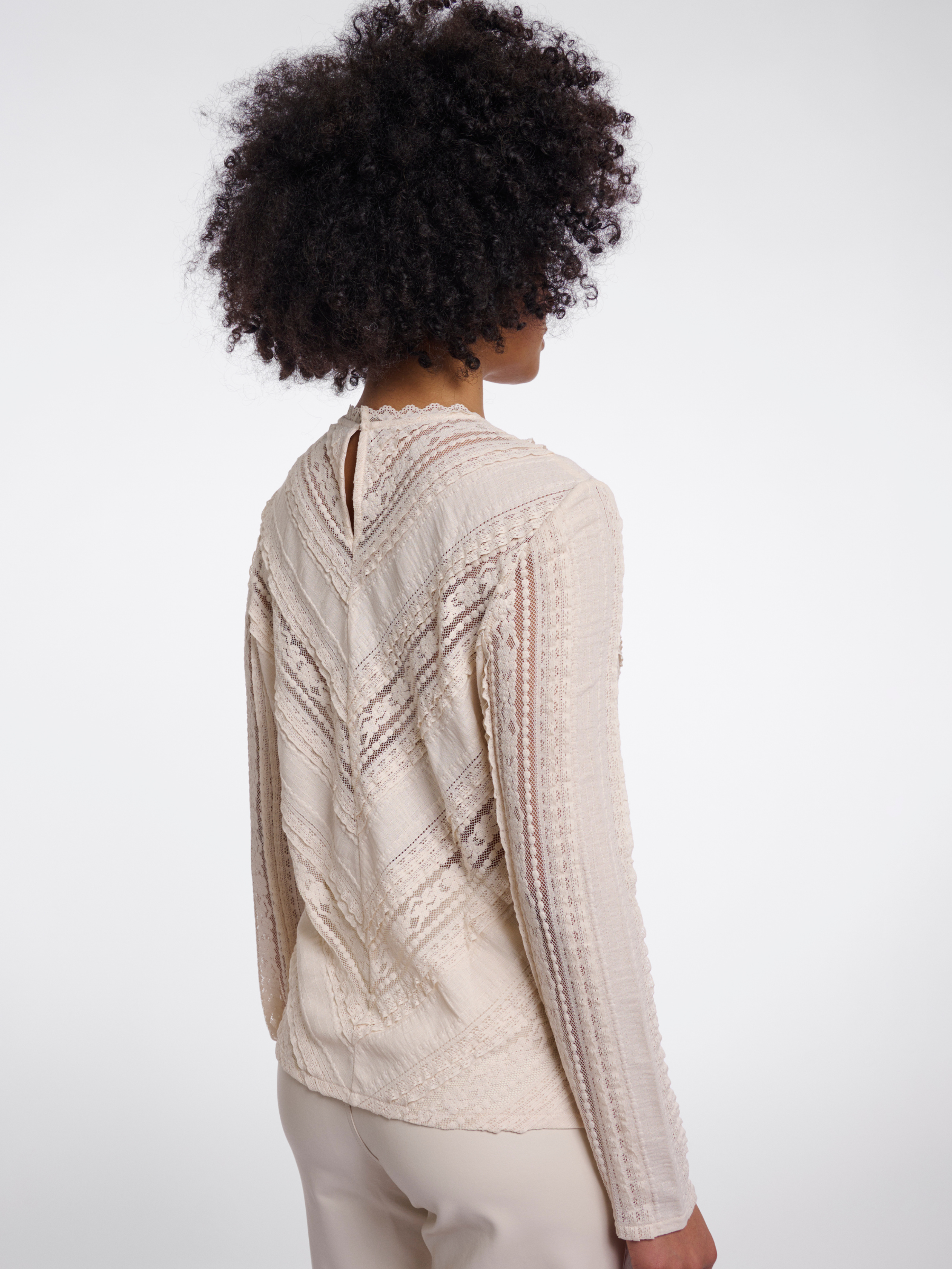 Rino & Pelle Aerin Long Sleeve Top lace detail long sleeve top with round neckline
