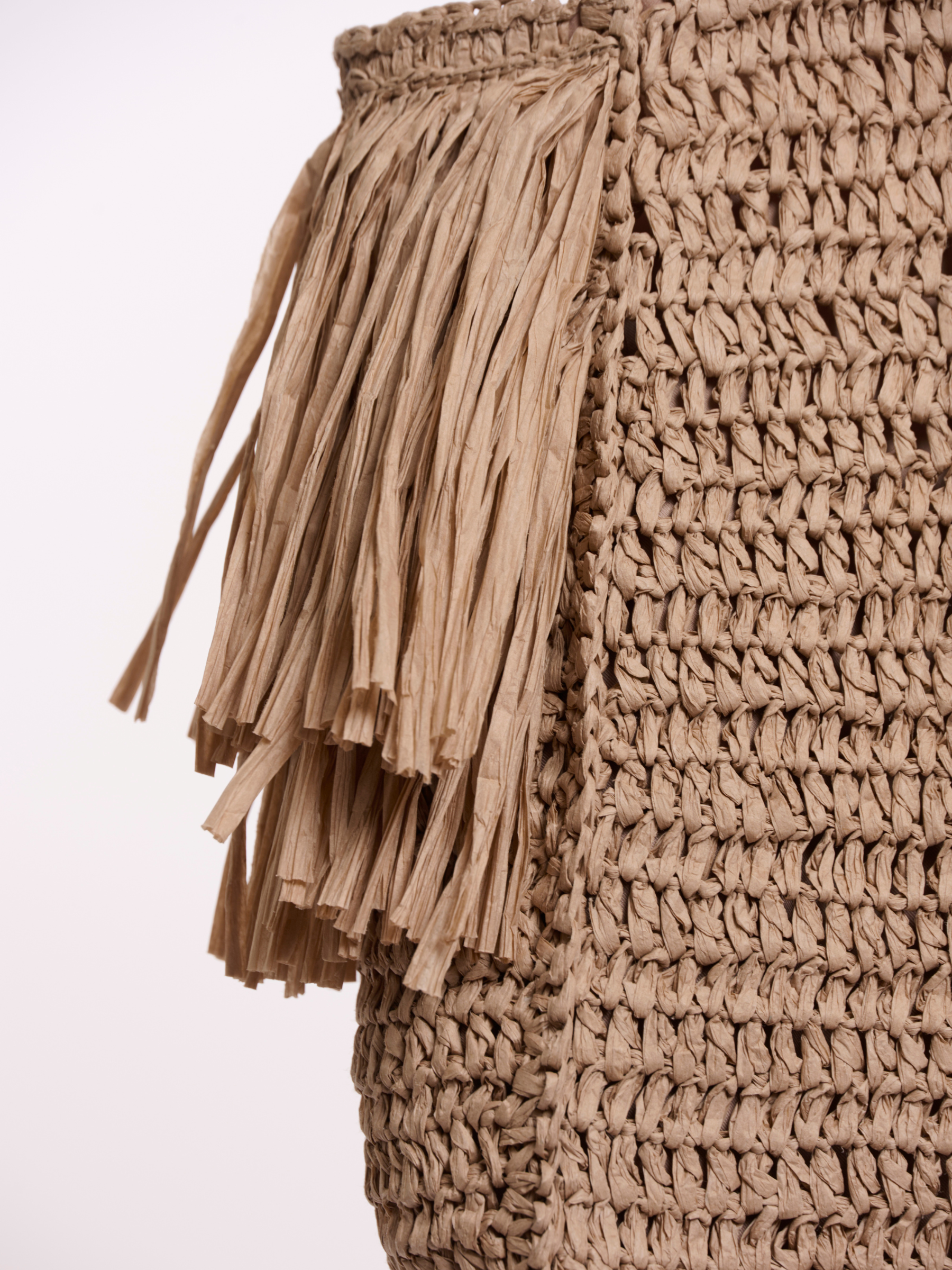 Rino & Pelle Carlijn Beachbag woven tote bag with fringe trim and structured silhouette.