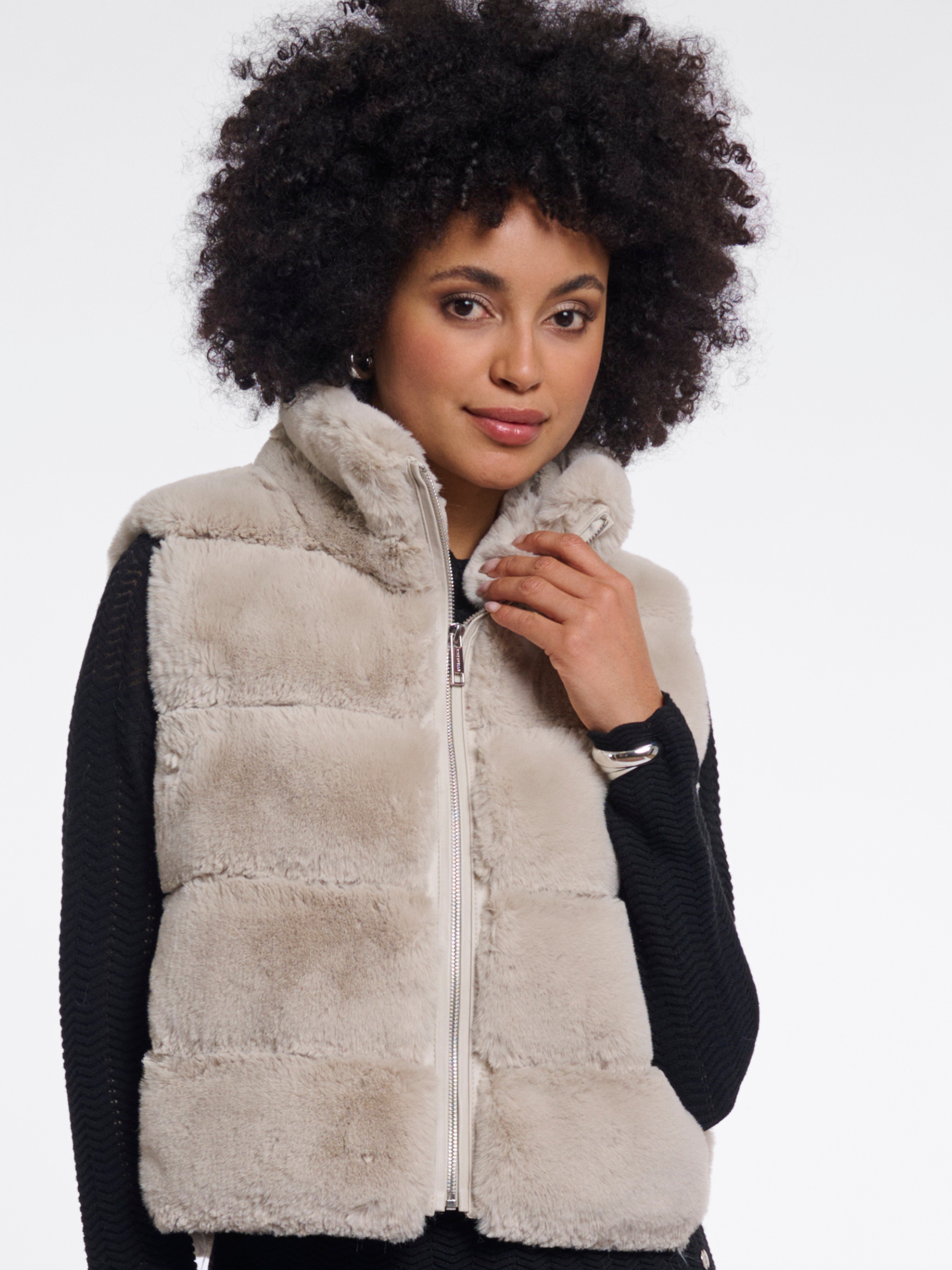 Rino & Pelle May Waistcoat plush padded waistcoat with zip fastening and high neckline