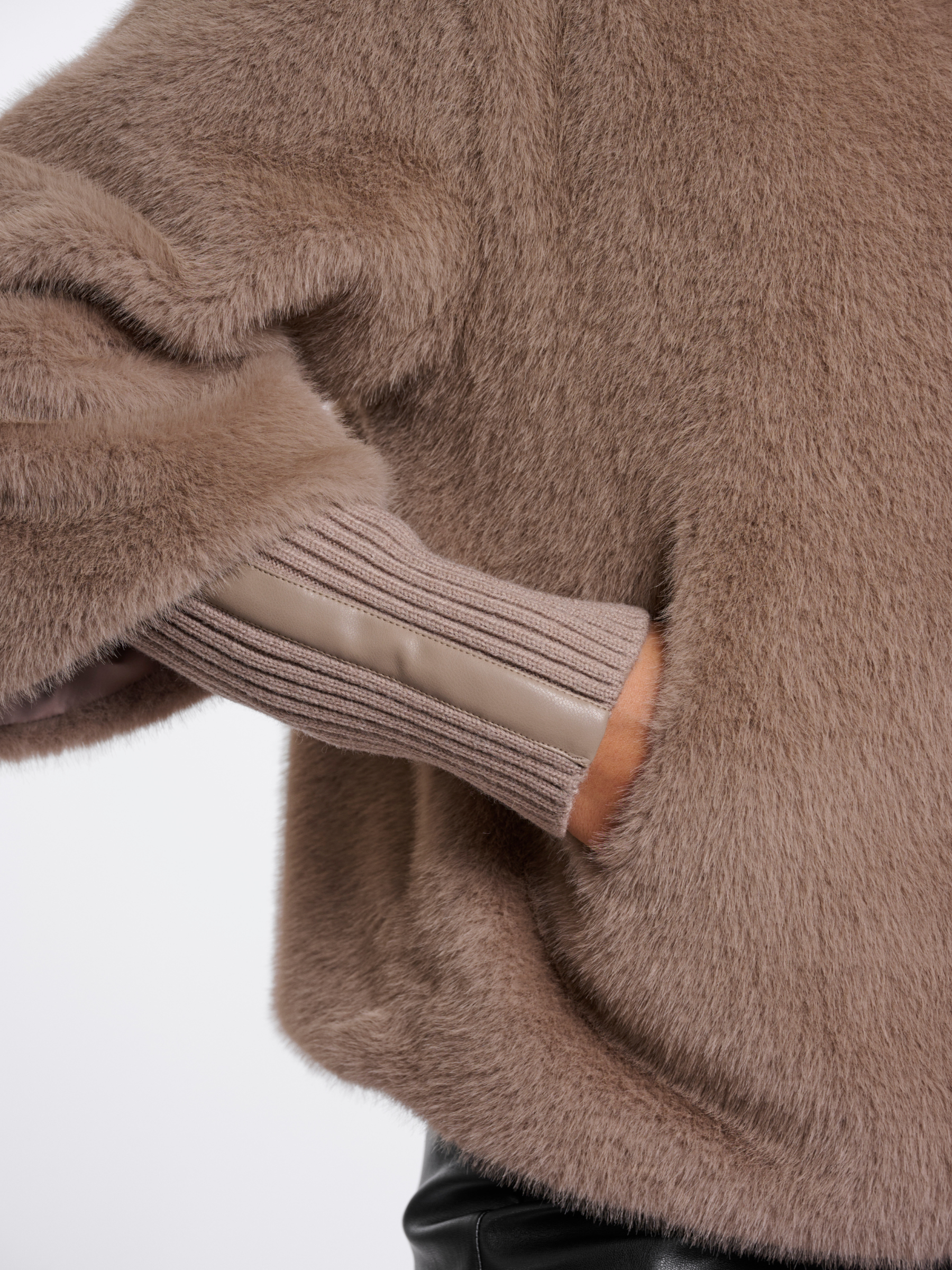 Rino & Pelle Nesrin Rib Cuff Jacket soft plush jacket with ribbed cuffs and high neckline