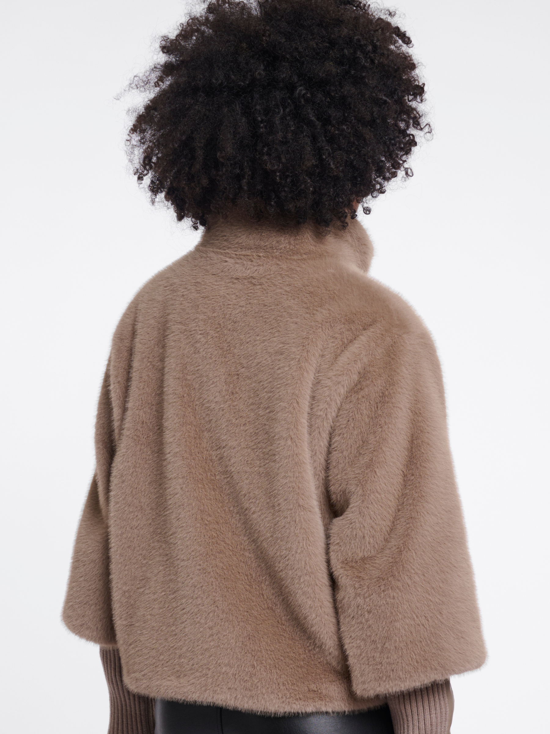 Rino & Pelle Nesrin Rib Cuff Jacket soft plush jacket with ribbed cuffs and high neckline