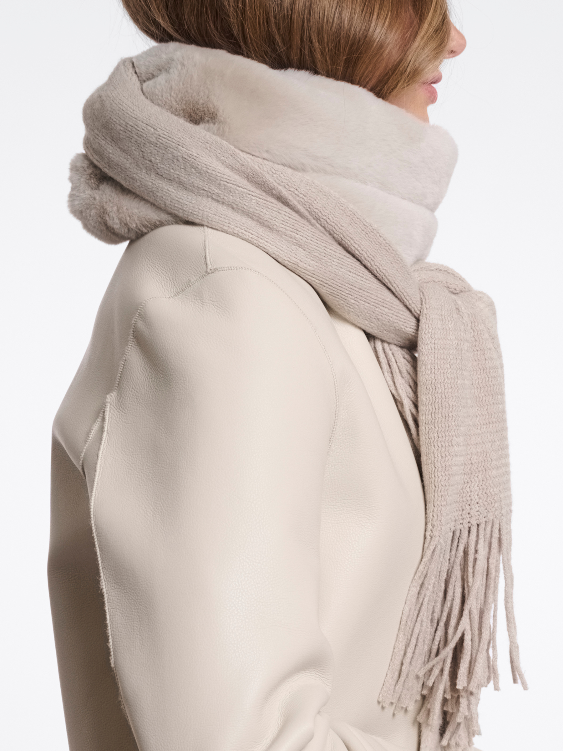 Rino & Pelle Vlien Faux Fur Knitted Scarf faux fur knitted scarf with fringed ends