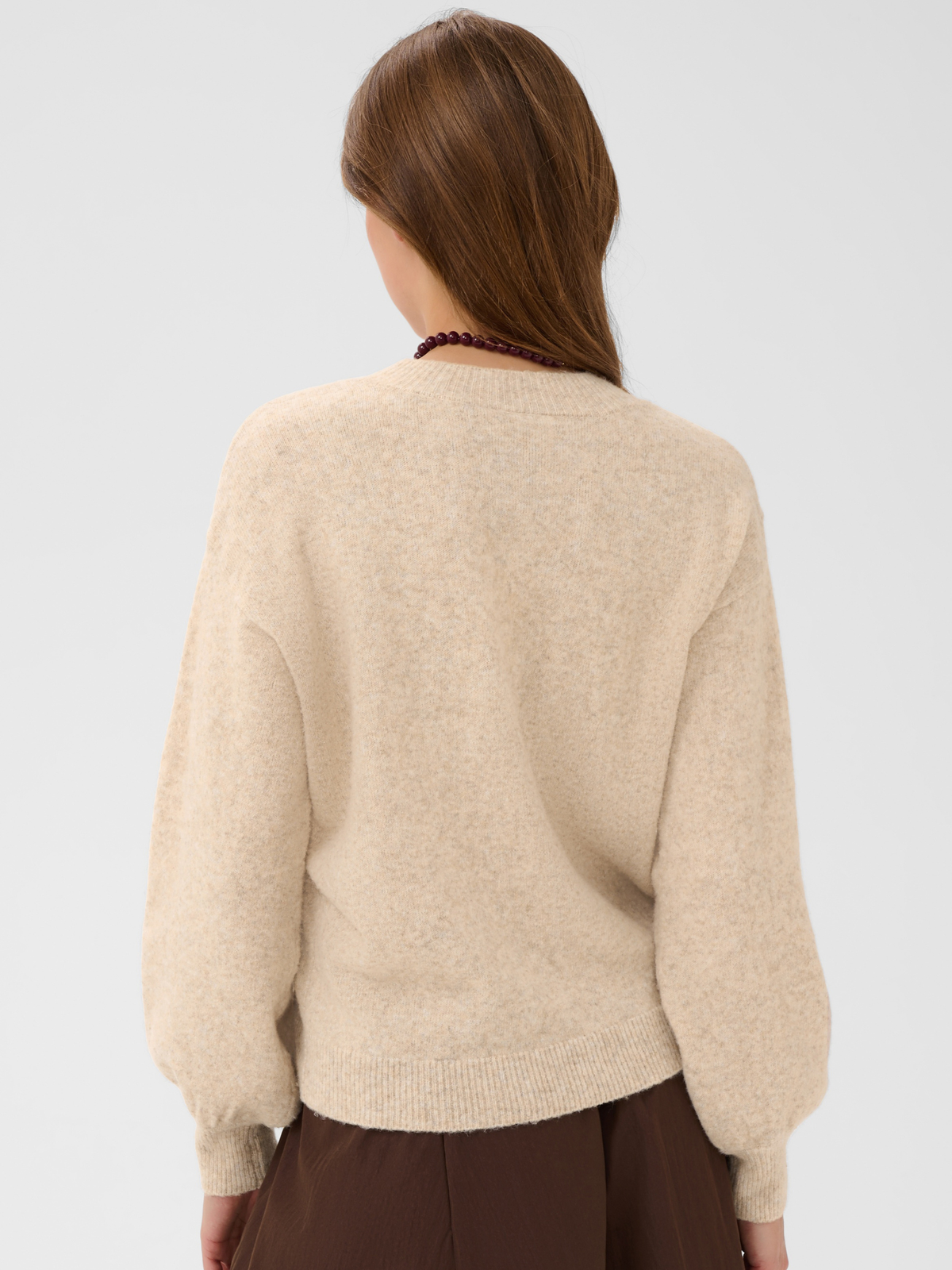 Saint Tropez Titia Pullover with round neckline, long sleeves, loose fit and textured braided front detailing