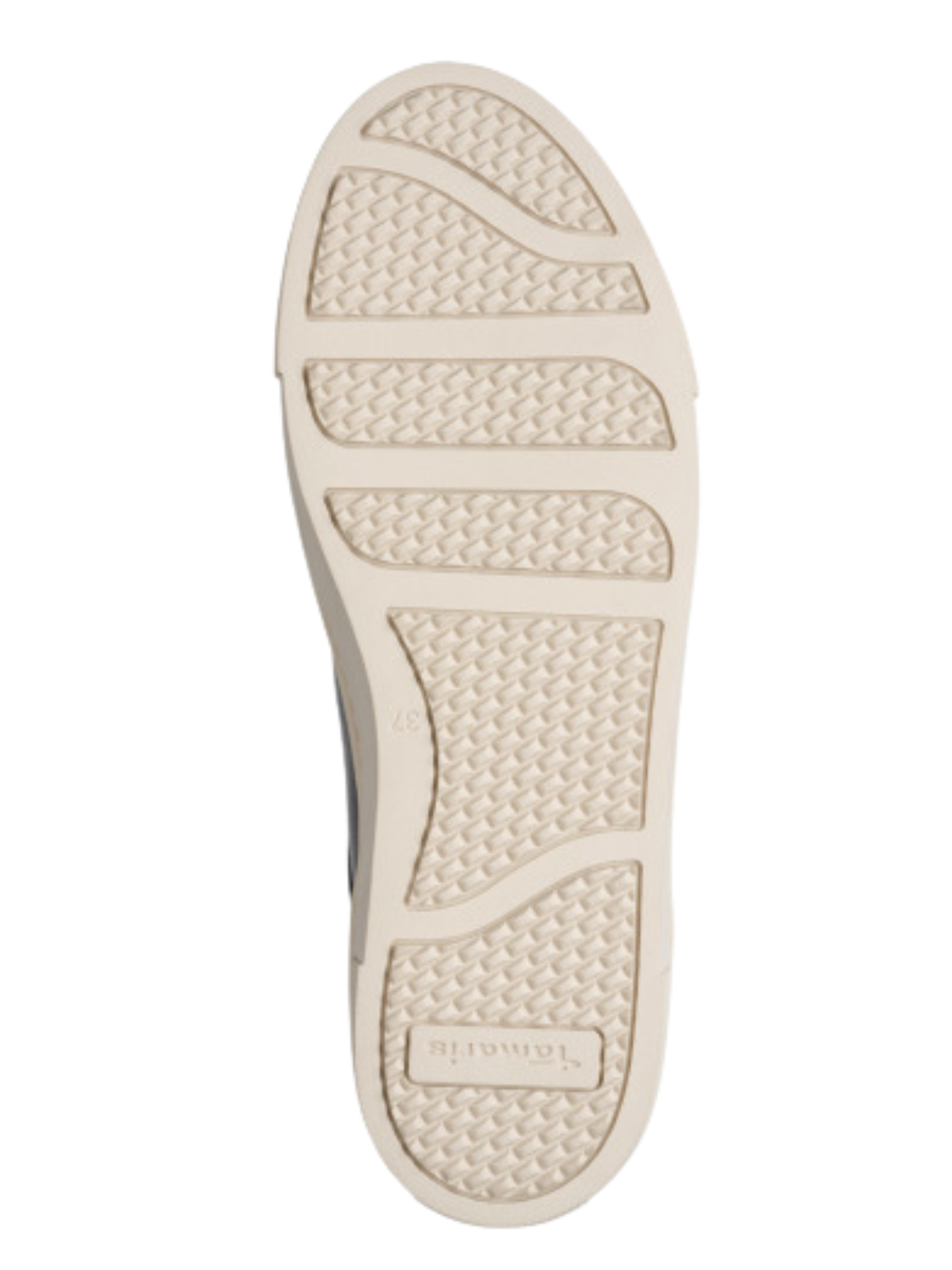 Tamaris 23313 359 Brown Patent Trainer with lace-up front and side zip detail.