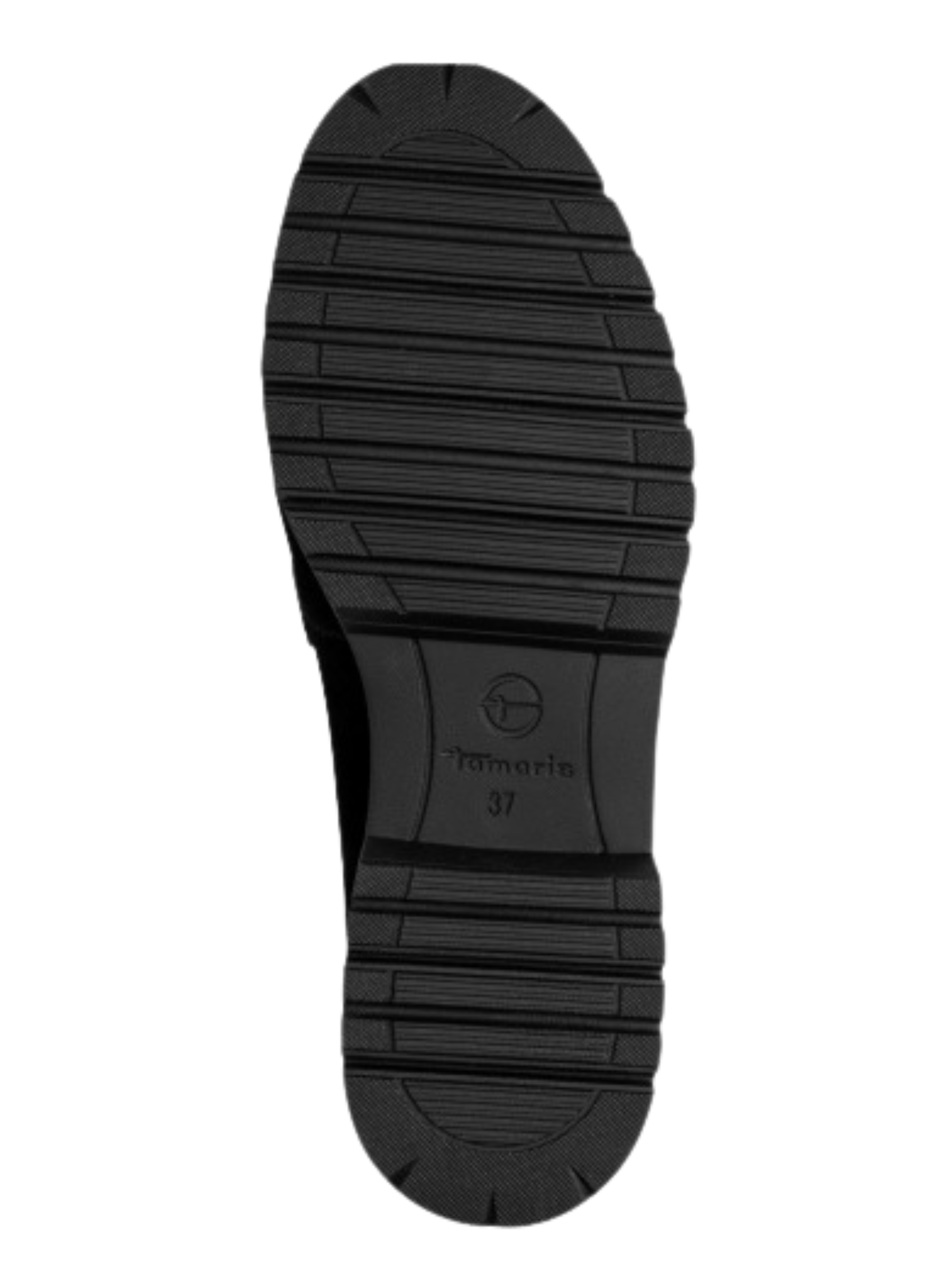 Tamaris 24722 001 Black Shoe with loafer design and 40mm block heel.