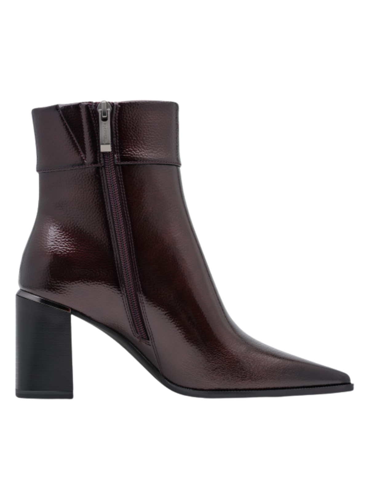 Tamaris 25395 537 Merlot Boot with pointed toe and 85mm block heel.