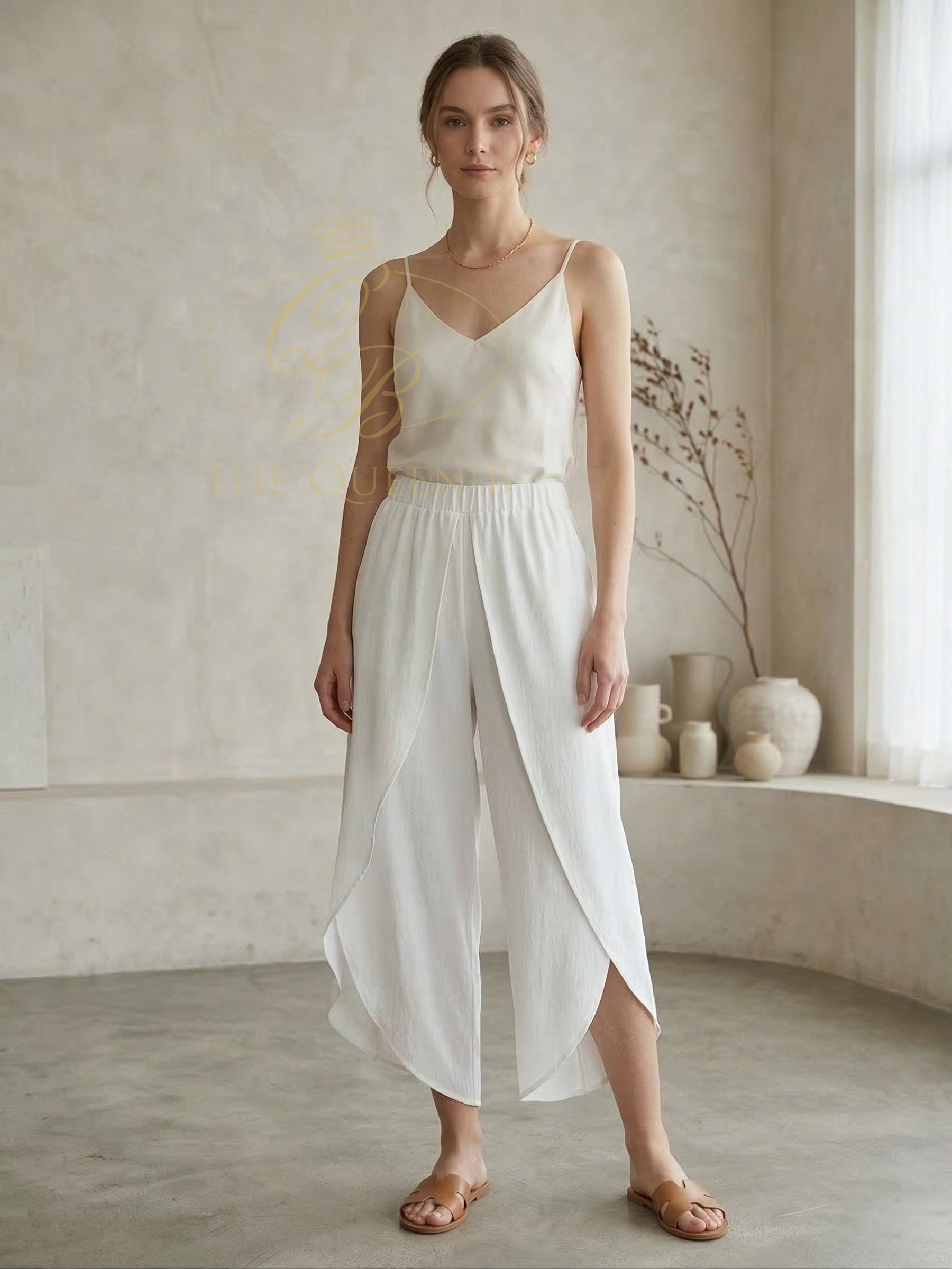 Tara Vao Malia 4546 Pants with relaxed flowing silhouette and layered wrap-style panels.