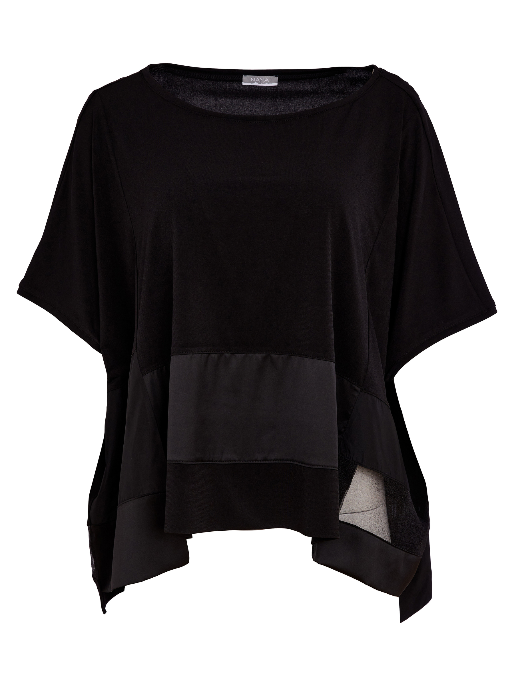 Naya NAS26 169 Square Shape Top featuring boxy silhouette, contrast panel detailing and short sleeves.
