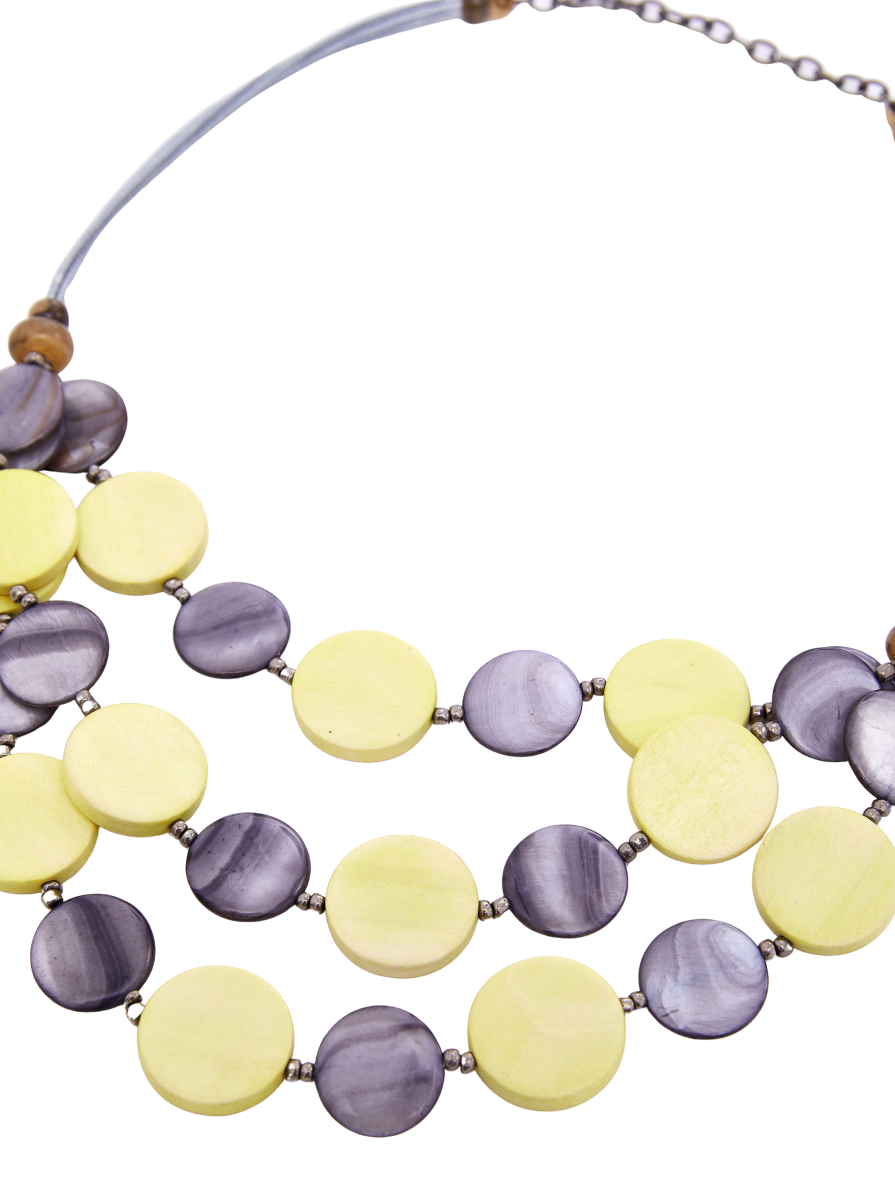 Naya NAS26 374 stone beaded disc necklace with layered circular beads and adjustable fastening.