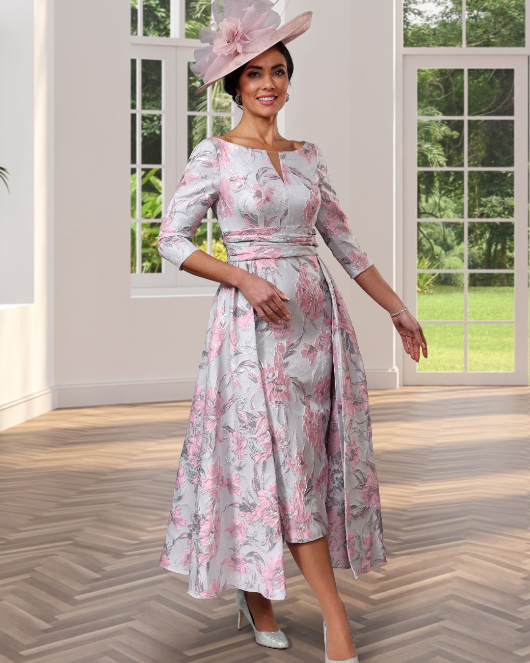 veromia bridesmaid dresses Occasions VO1613 Silver / Pink Cheap Short Sleeves Beach _okendo:syndication_key:CL134849302 Color:Nude/Silver