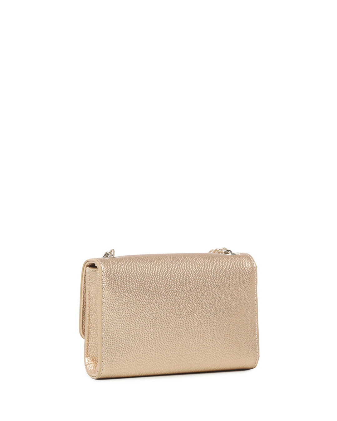 Gold clutch bag with a gold chain strap