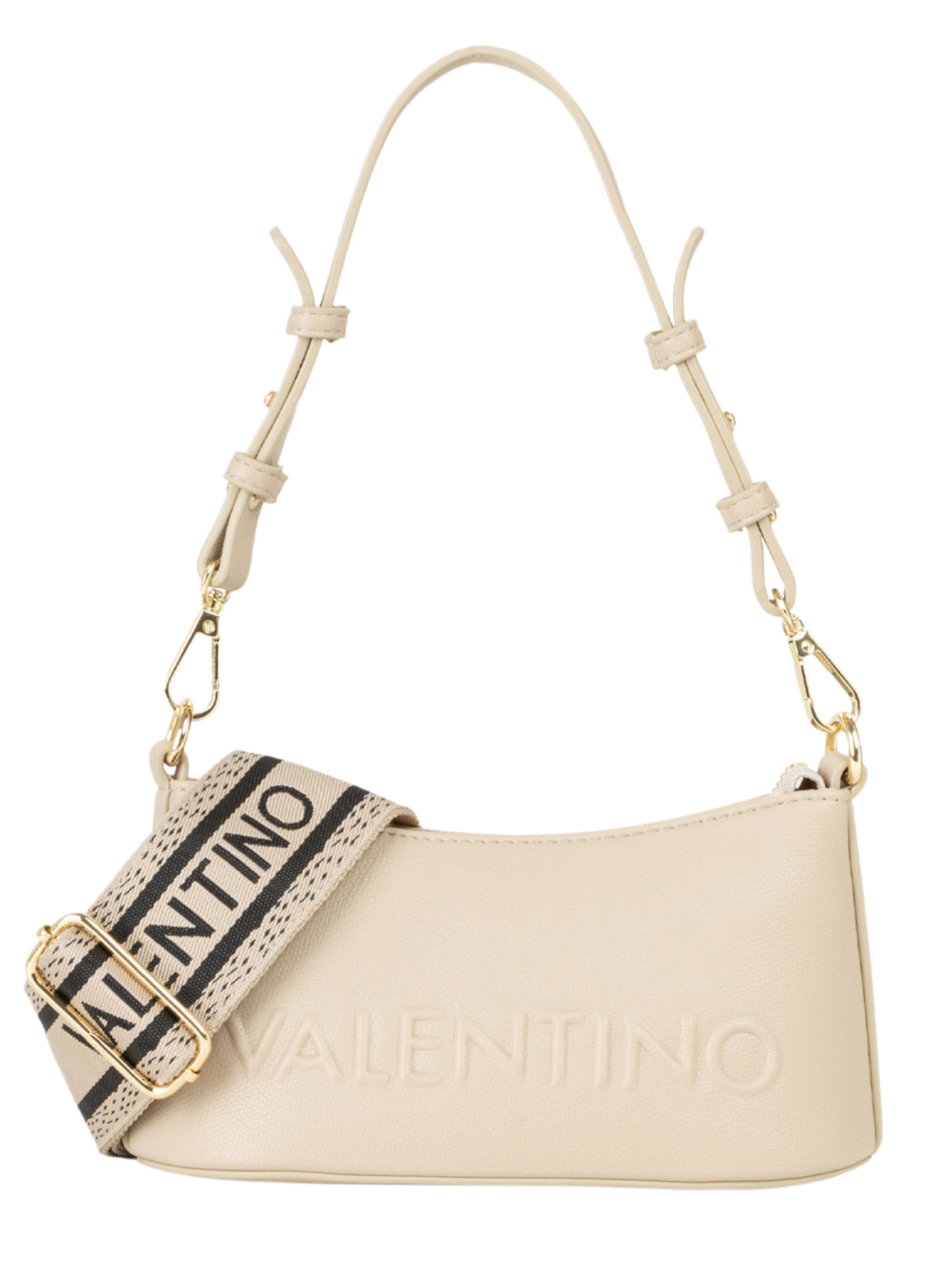 Valentino Bianka Re Shoulder Bag with embossed branding, zip fastening and branded webbing strap