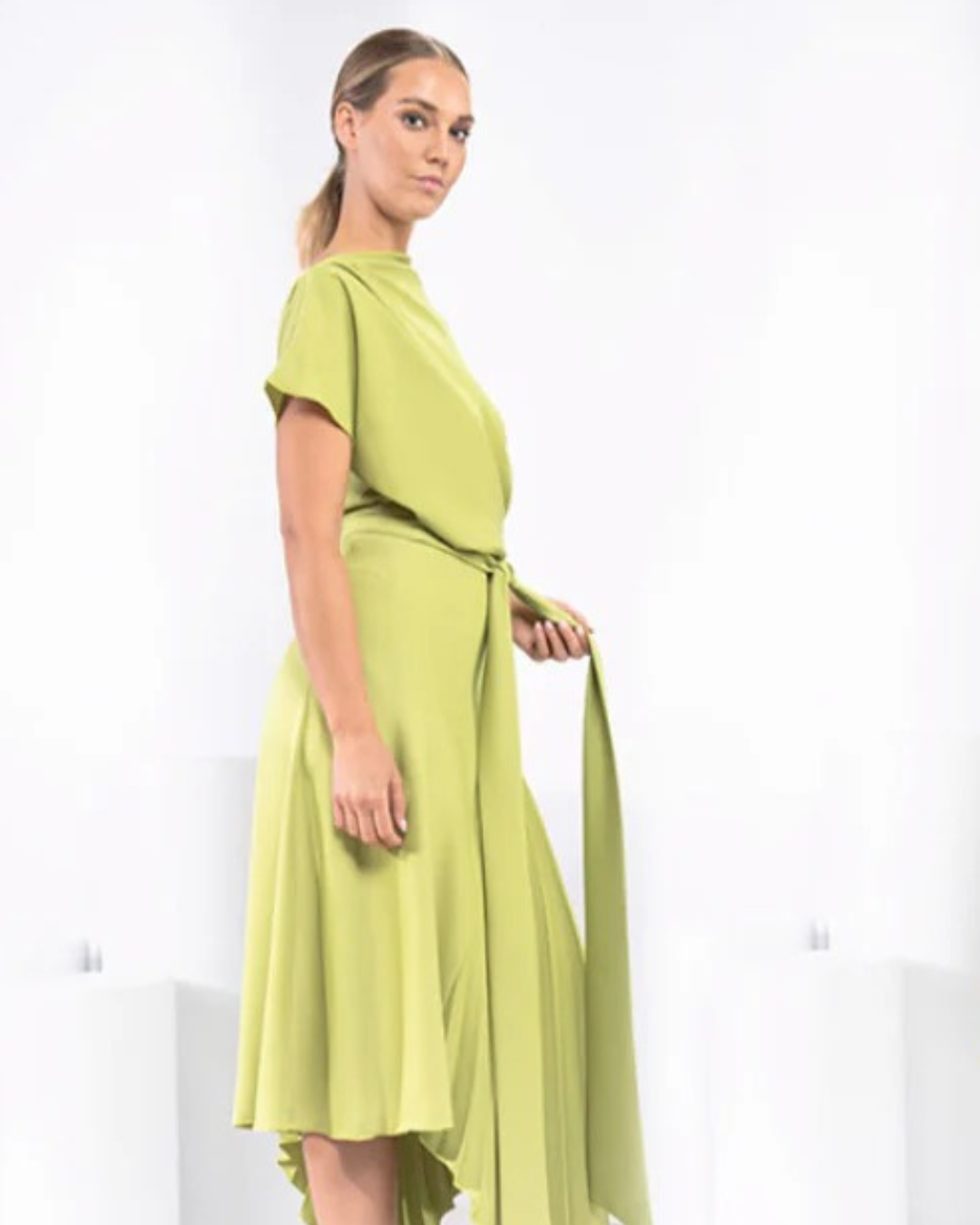 Kevan Jon - Mila Pleat Knee - Lime Zest