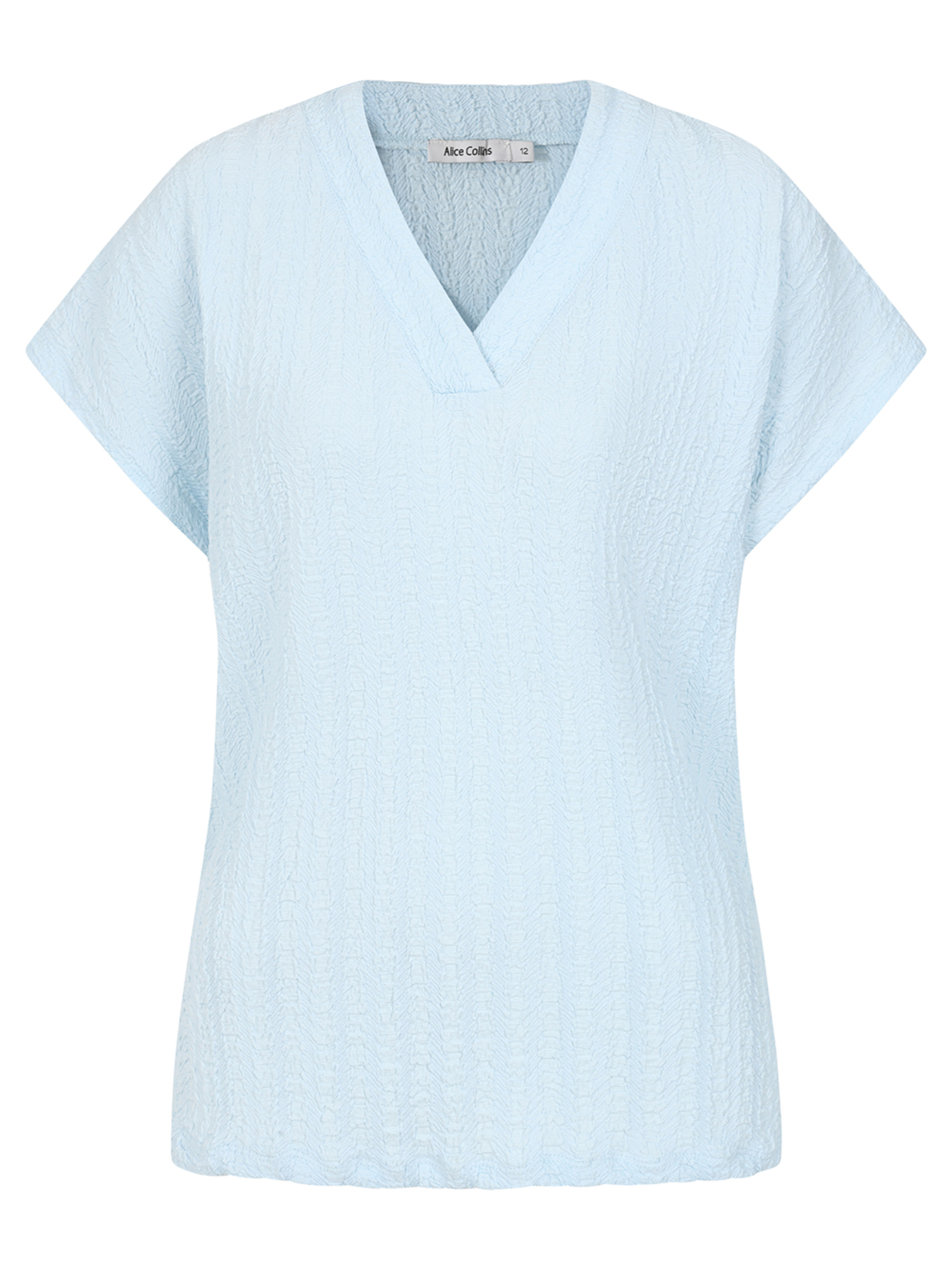 Alice Collins 036S110 365 Top with textured fabric, V-neckline and short sleeves.