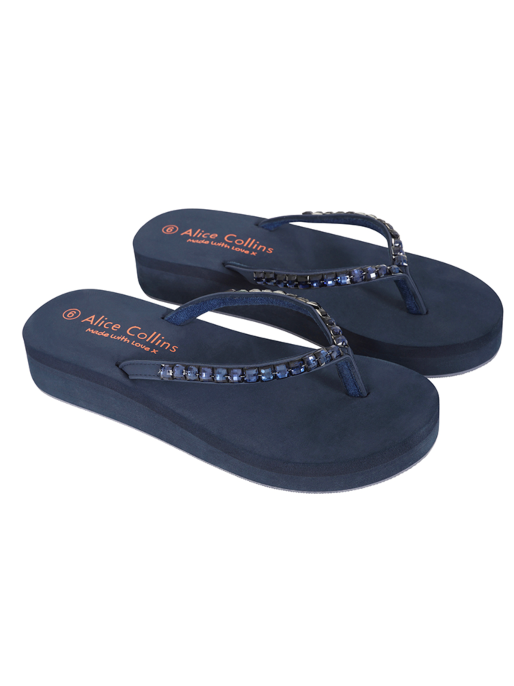 Alice Collins 036S700 AC Flip Flop slip-on sandal with embellished thong strap and cushioned sole.
