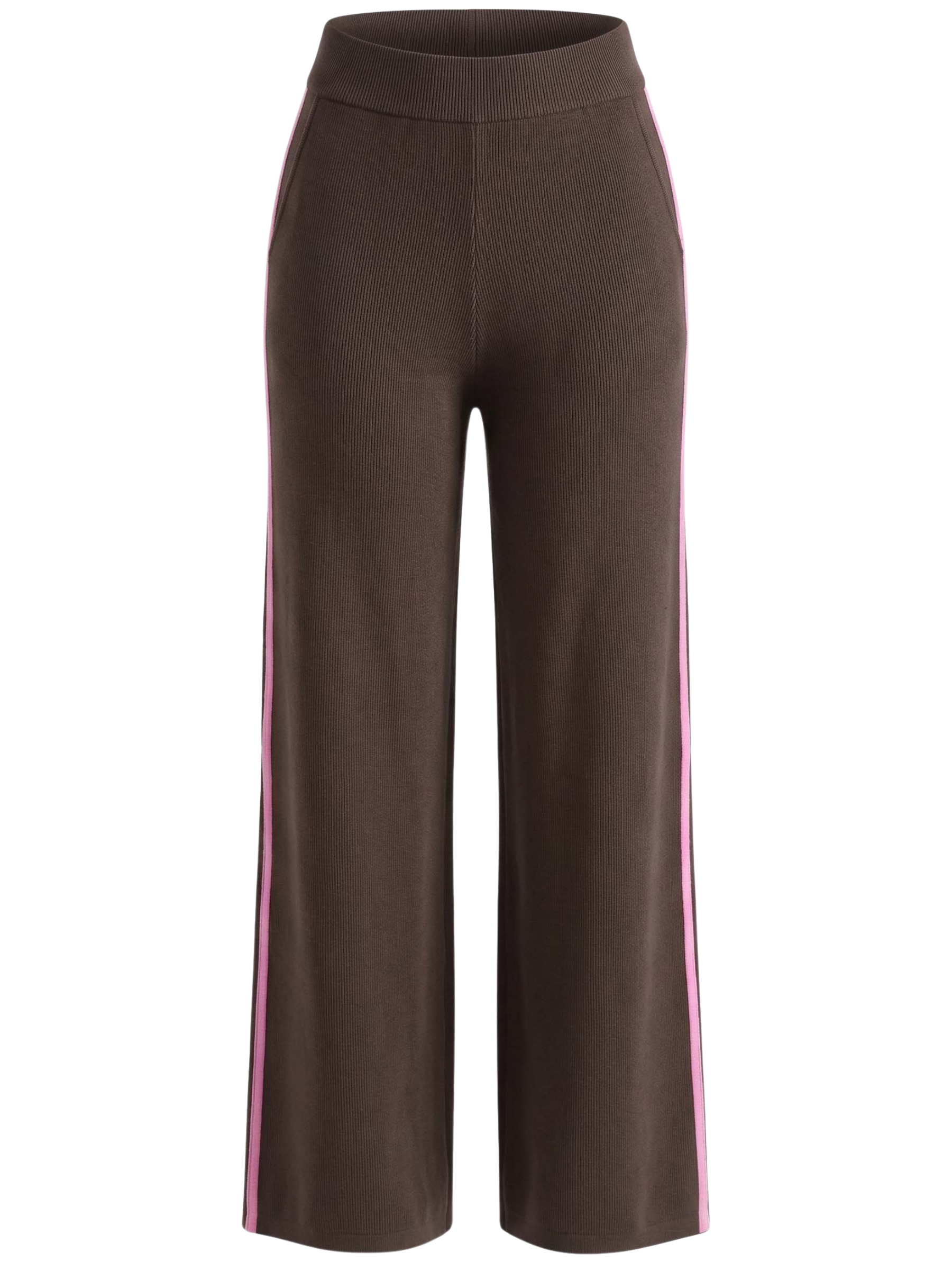 Alice Collins 037A004 Karlie Trousers with wide-leg fit, pull-on waist and contrast side stripe detail