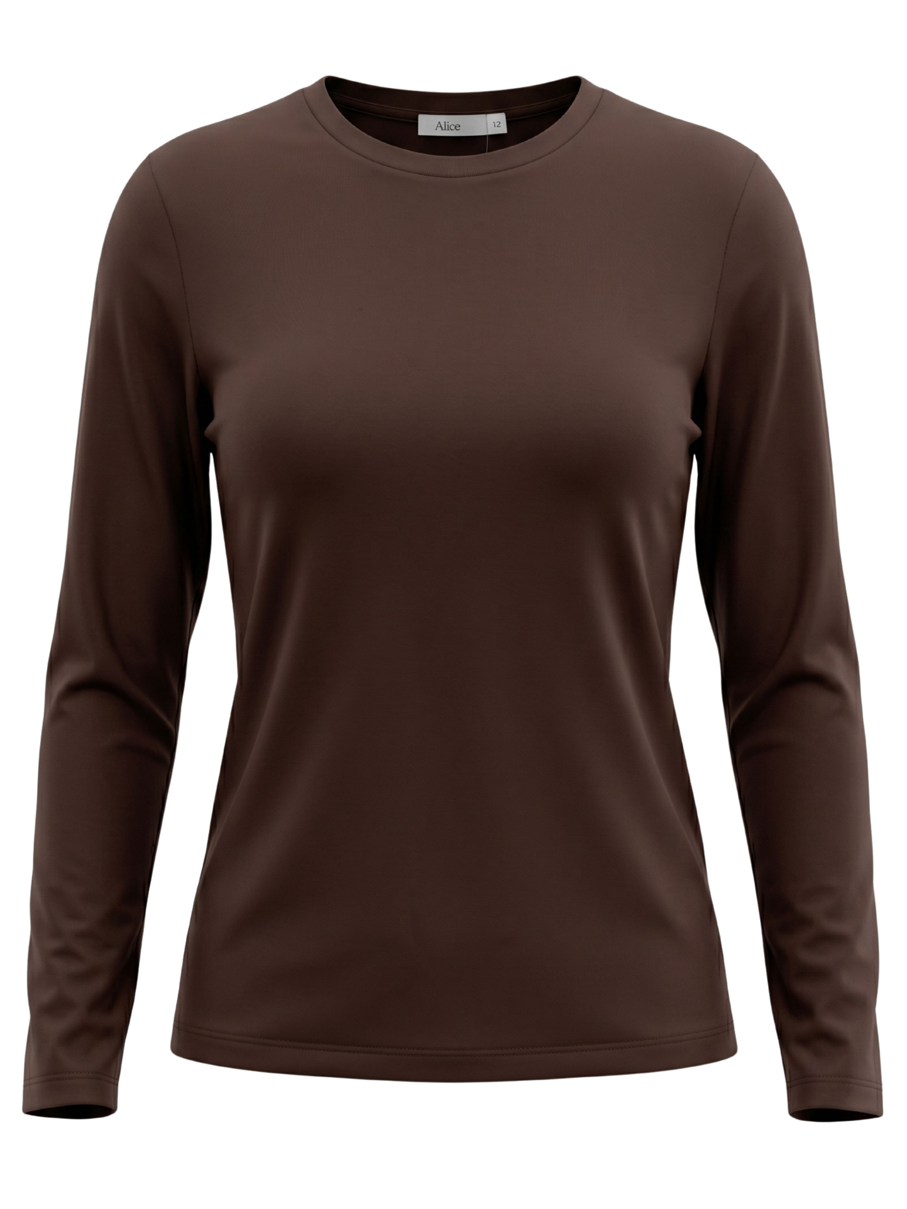 Alice Collins 037A233 A April Plain Crew Top with crew neckline, long sleeves and neat fit