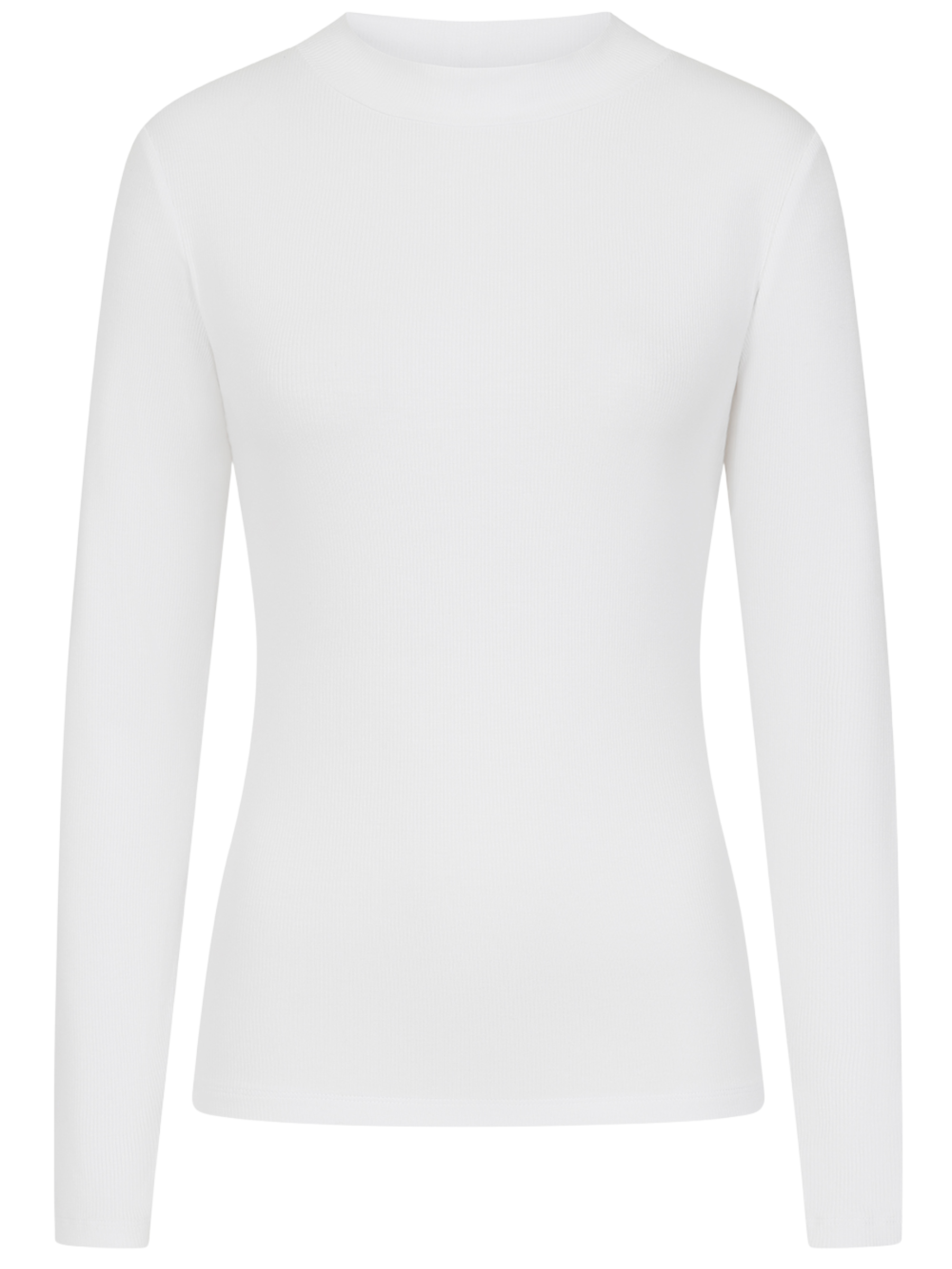 Alice Collins 037A252 Betty Top with high neckline, long sleeves, ribbed texture and neat fit