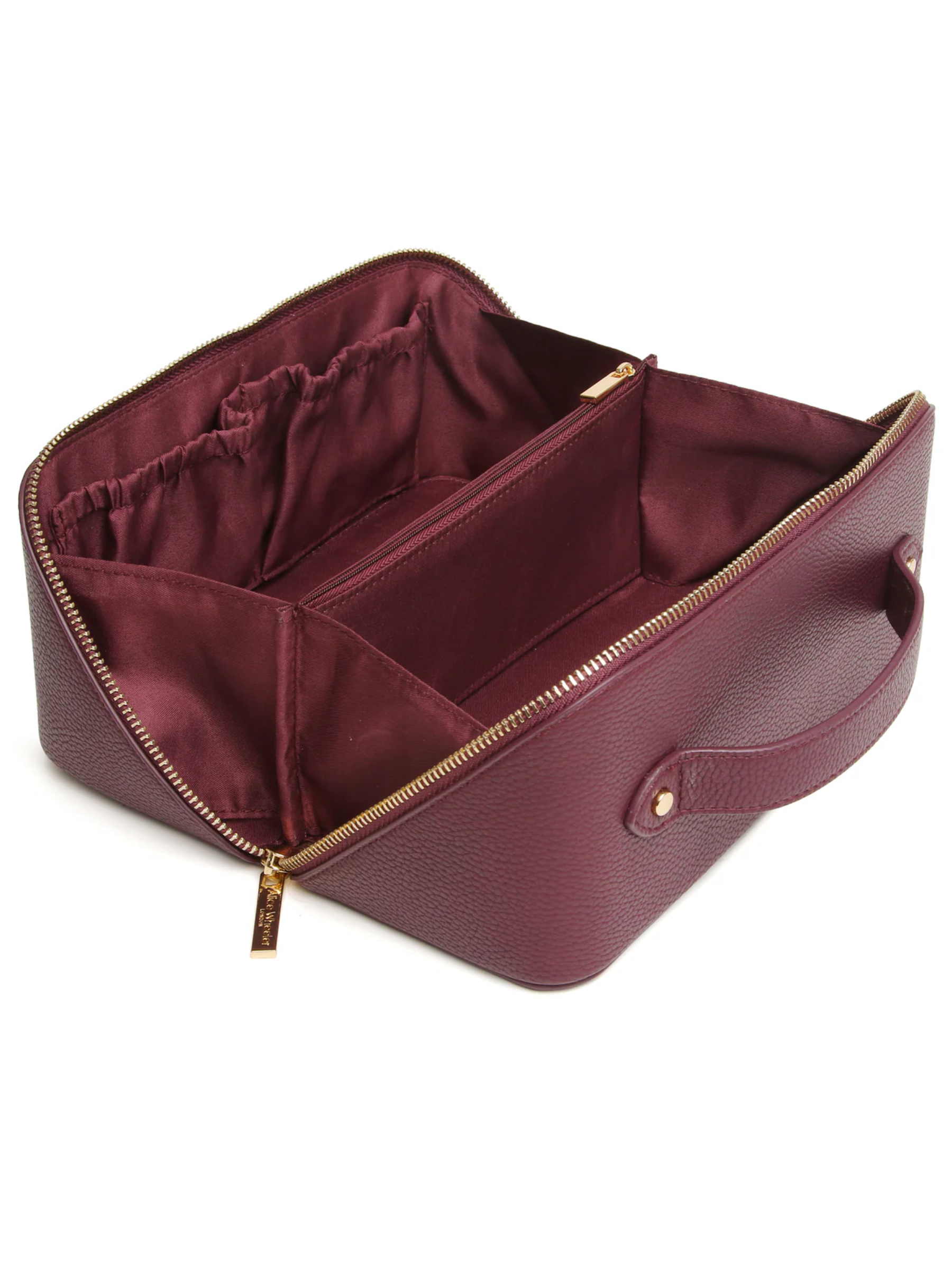 Alice Wheeler AW0347 Berry Train Case with gold-toned zip, top handle and fully lined interior