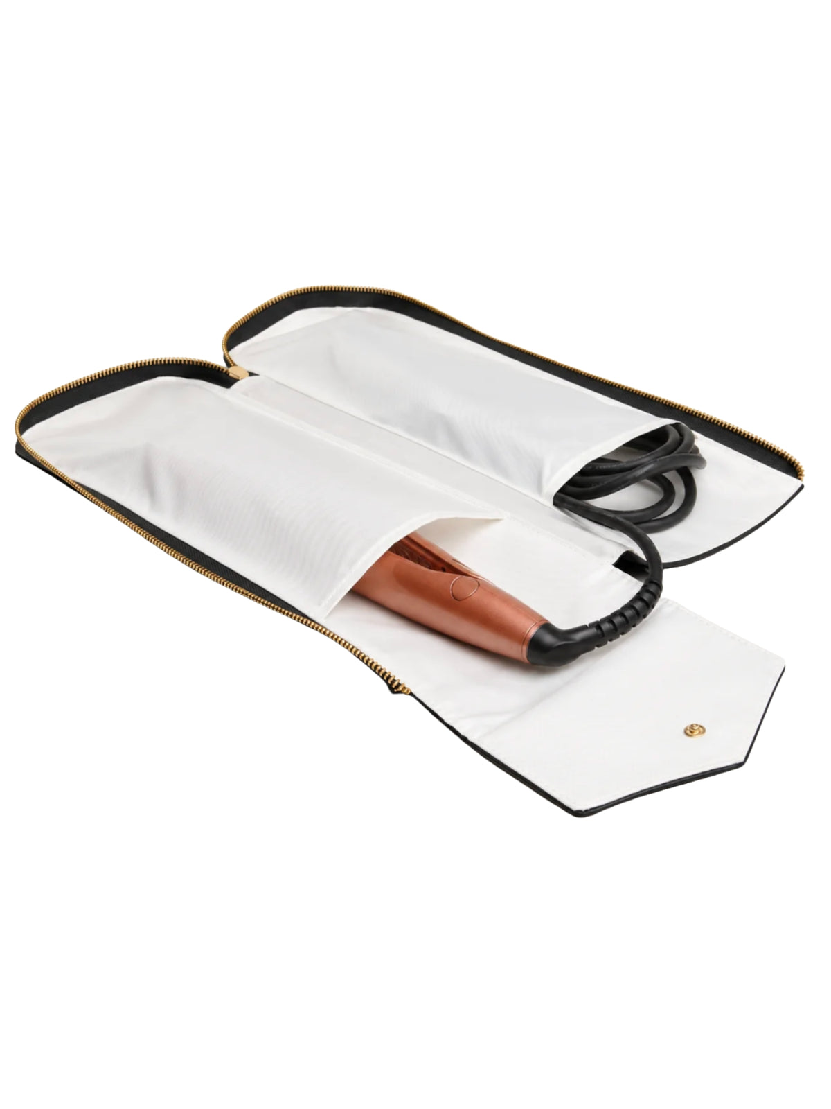 Alice Wheeler AW0417 Black Hair Styling Pouch with textured finish, zip-around fastening and heat-resistant interior compartments.