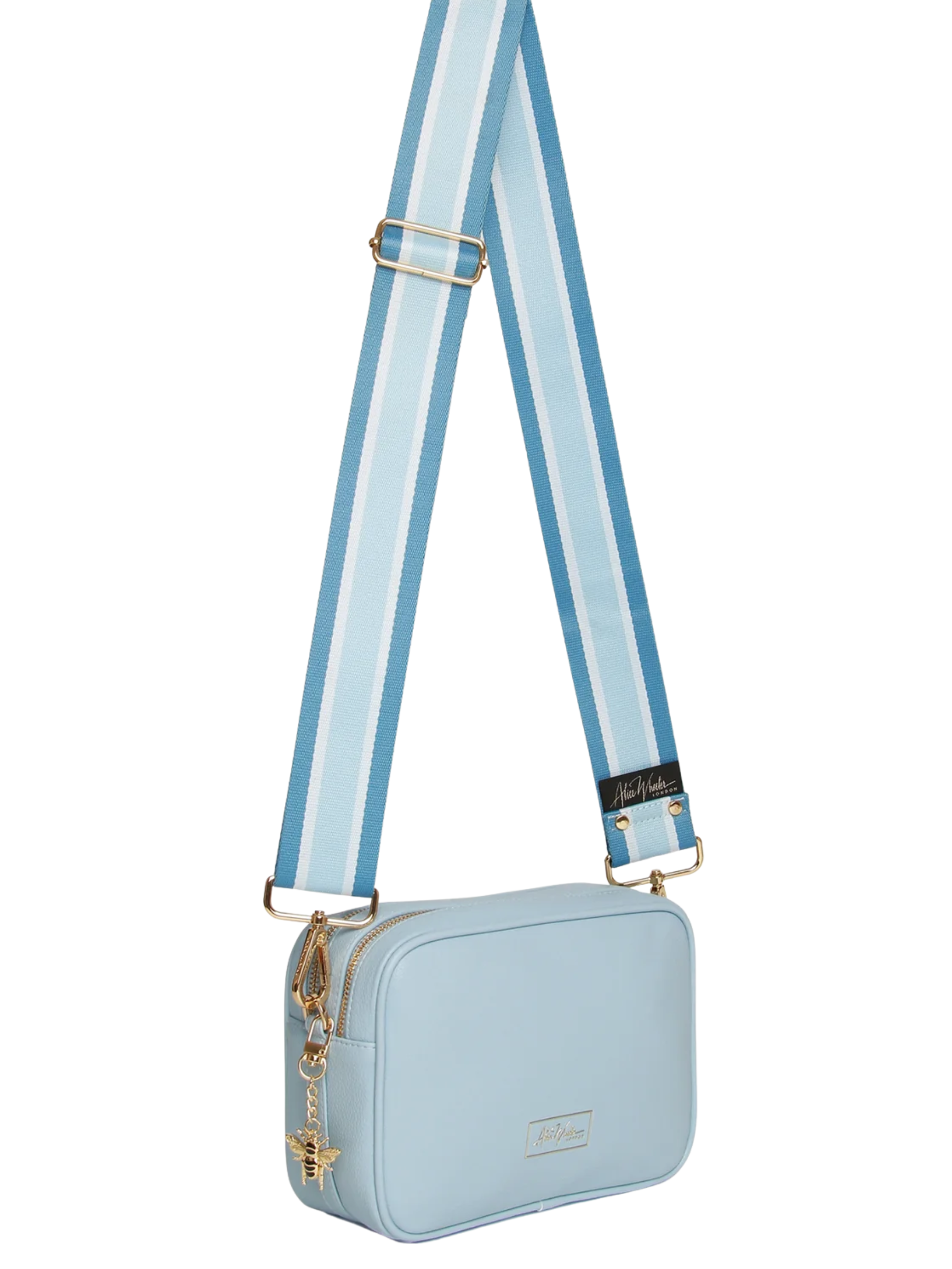 Alice Wheeler AW5989 Pastel Blue Soho Cross Body Bag with dual straps, two zipped compartments and internal pocket 