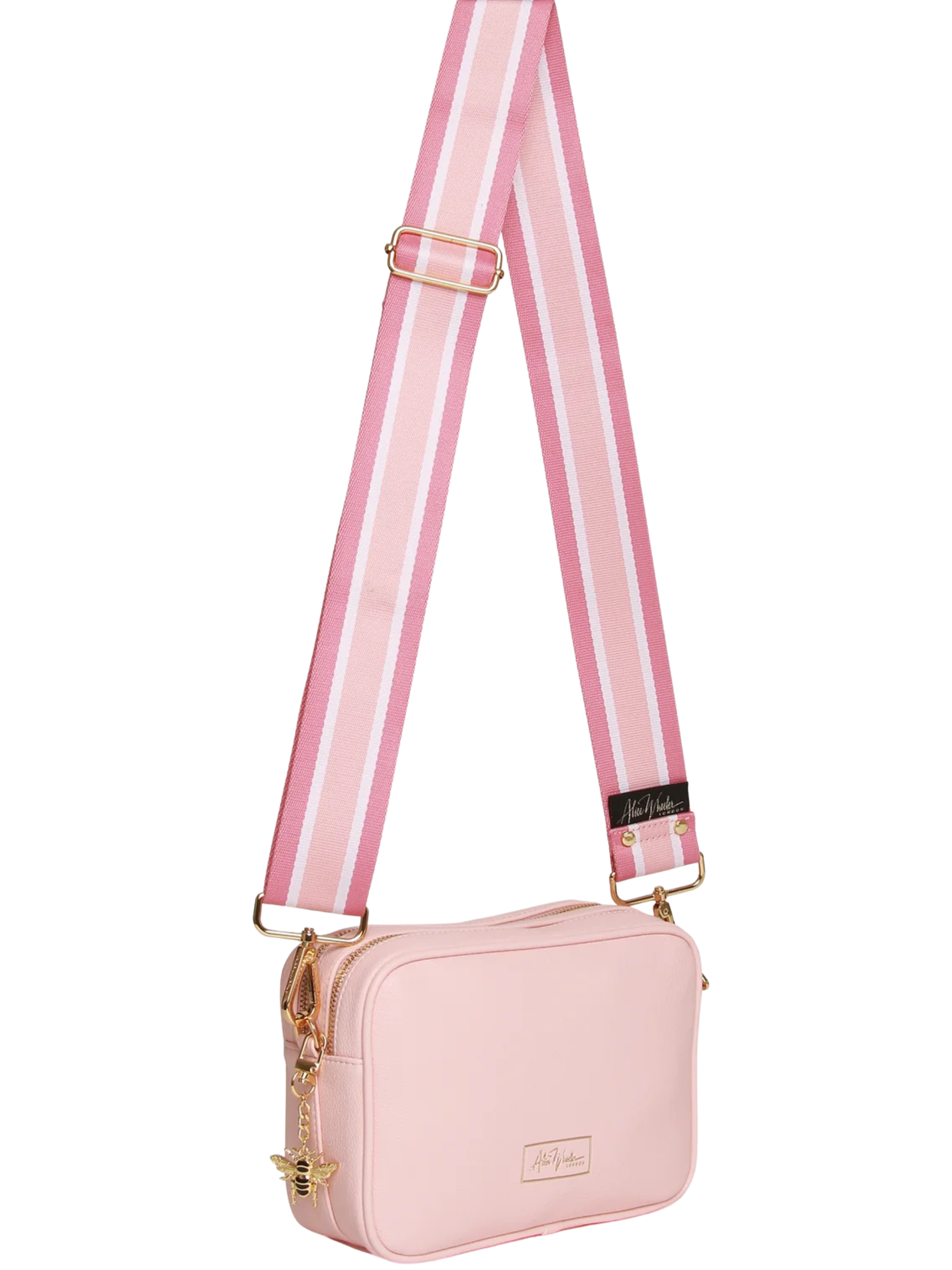 Alice Wheeler AW6001 Pastel Pink Soho Cross Body Bag with dual straps, two zipped compartments and internal pocket 