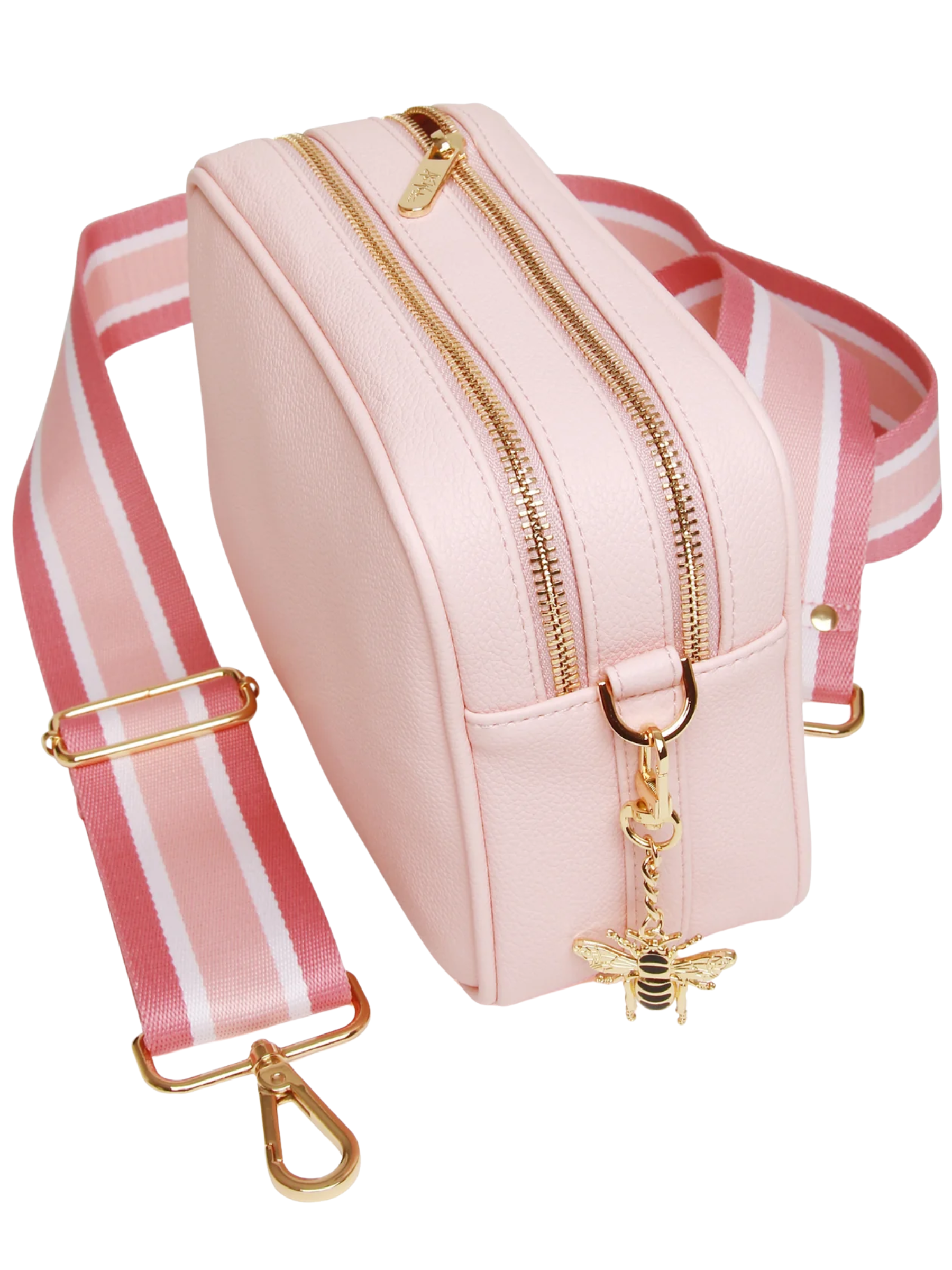 Alice Wheeler AW6001 Pastel Pink Soho Cross Body Bag with dual straps, two zipped compartments and internal pocket 
