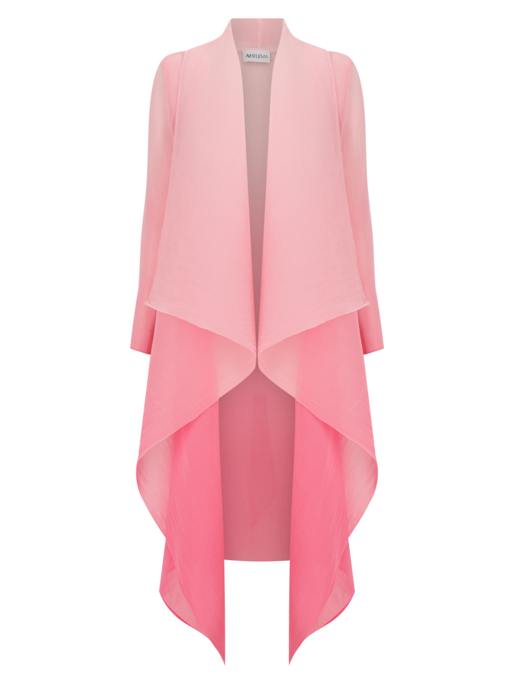 Alquema Primrose Pink Dress & Coat hand-pleated dress and coat set with soft pink ombré, fluid silhouette and open-front drape coat.