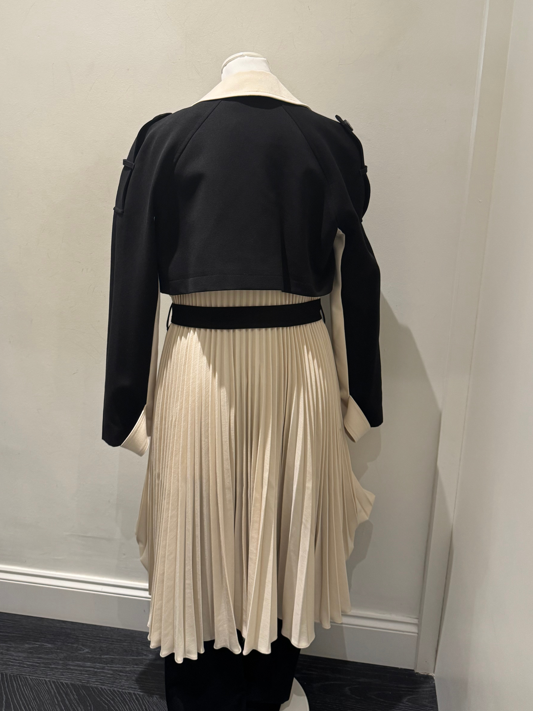 ARGGIDO 49051 Cream and Black Pane Trench Coat