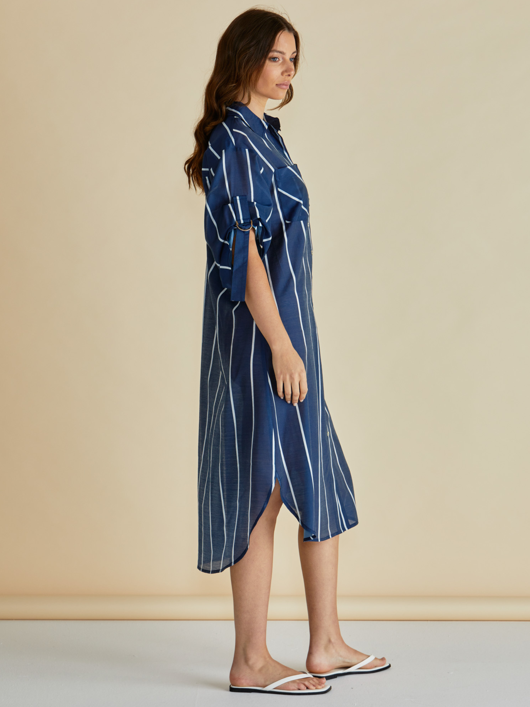 Betty Hayman Shirt Dress with button-through front, adjustable sleeves and relaxed midi silhouette.
