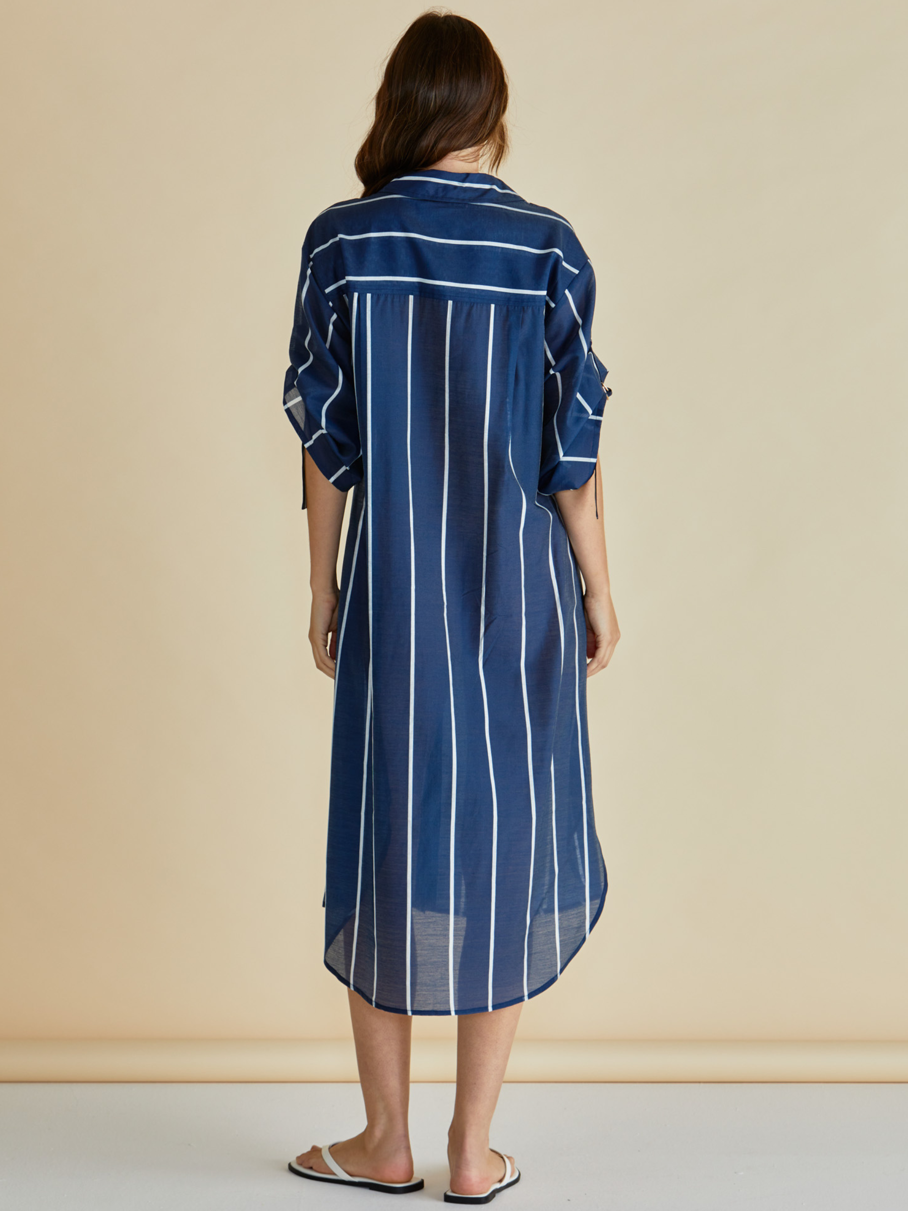 Betty Hayman Shirt Dress with button-through front, adjustable sleeves and relaxed midi silhouette.