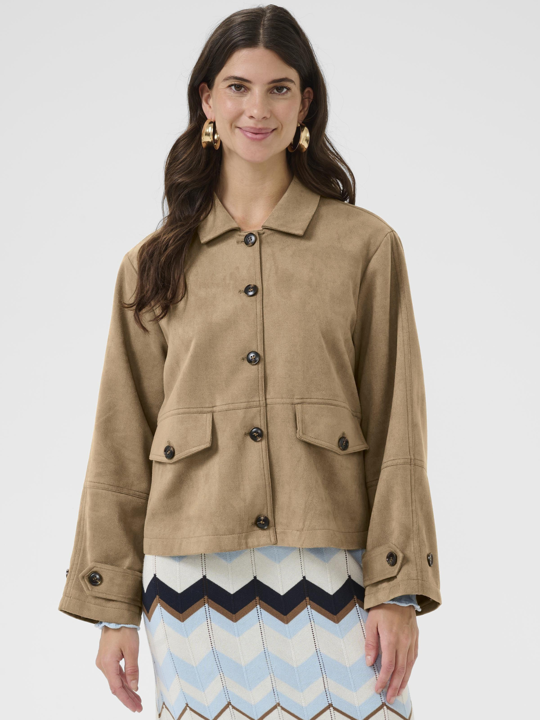 Cream Cala Jacket women’s straight-fit hip-length jacket with button-front fastening and soft stretch fabric.