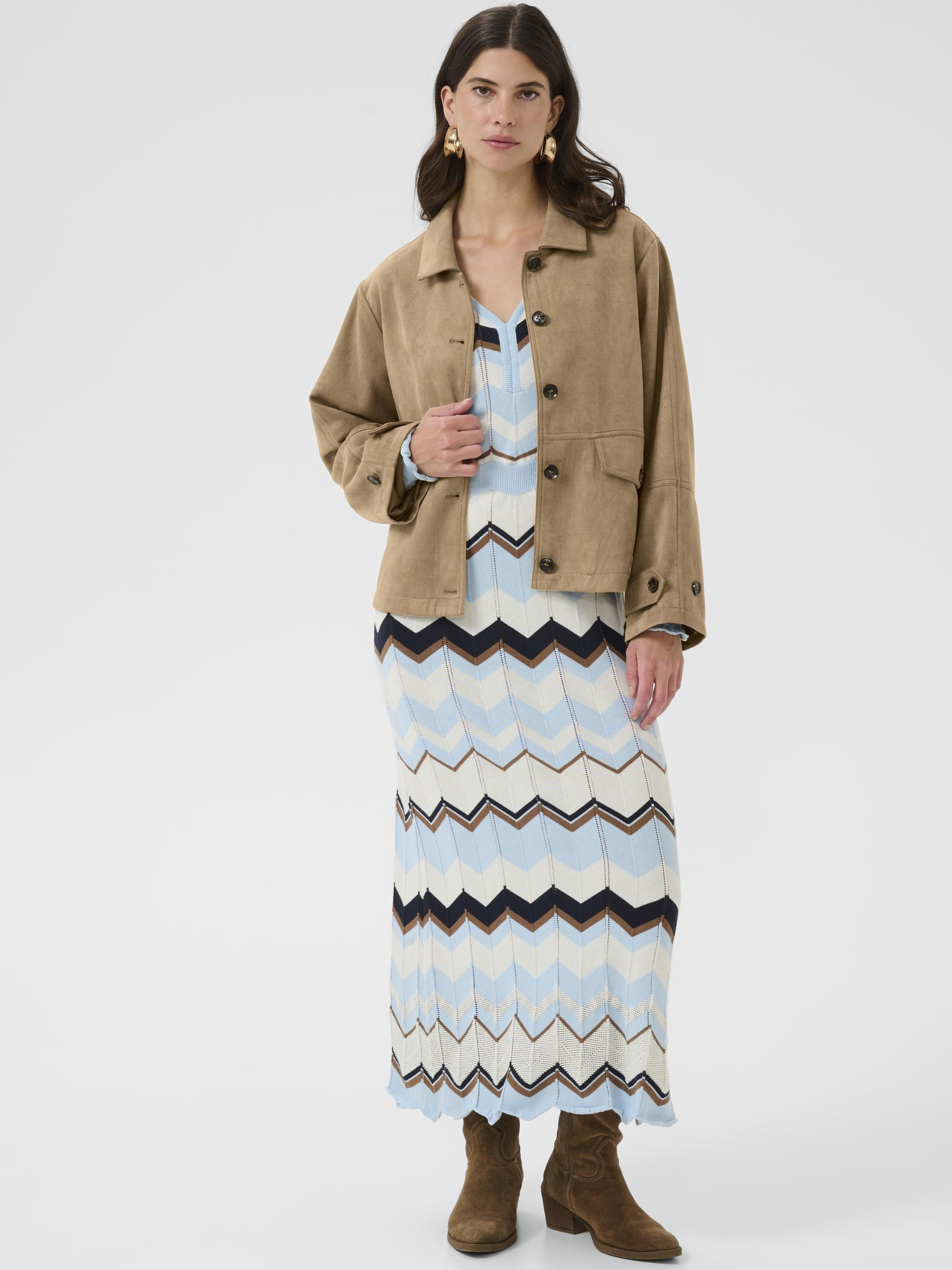 Cream Cala Jacket women’s straight-fit hip-length jacket with button-front fastening and soft stretch fabric.