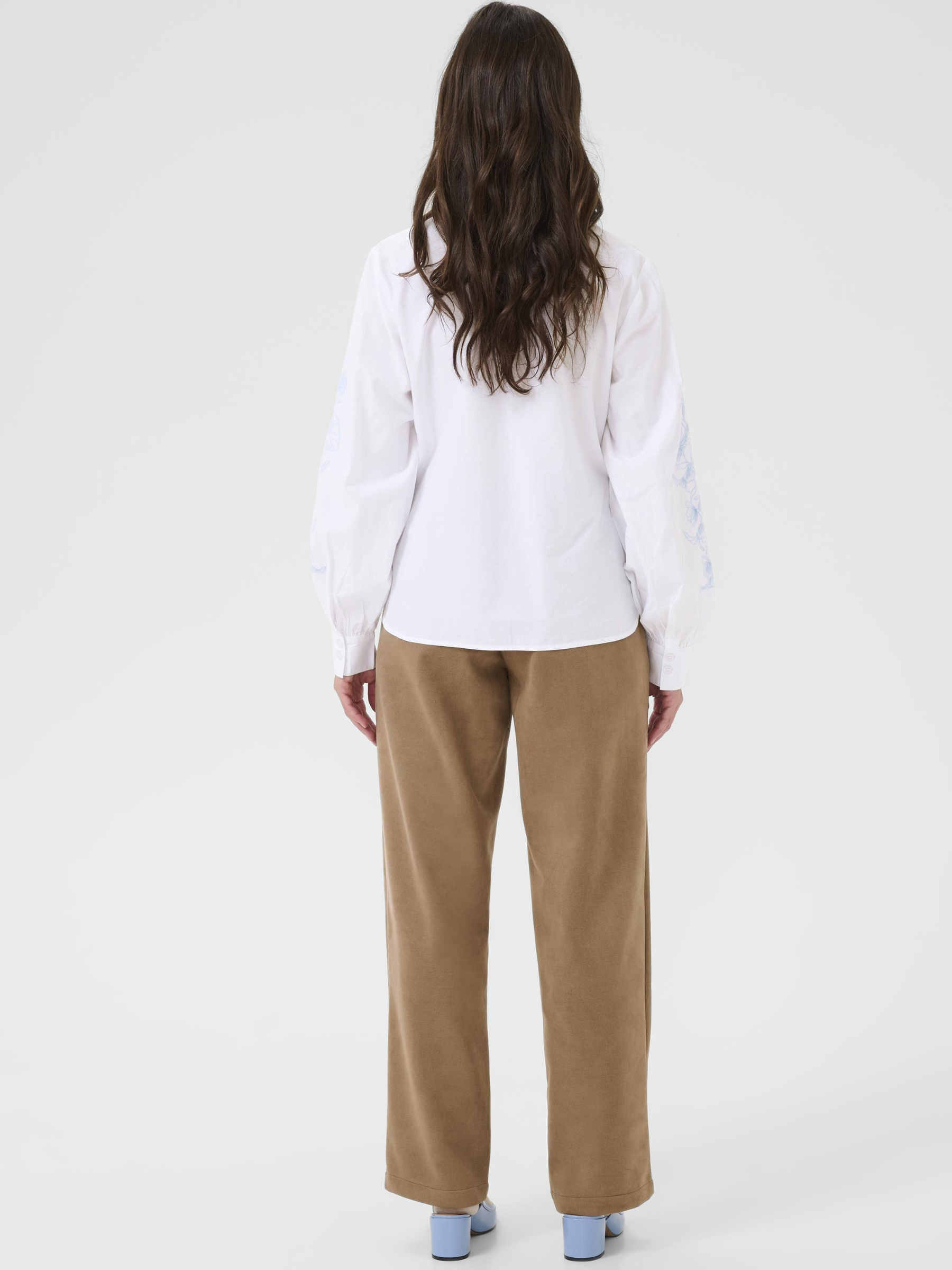 Cream Jolene Shirt women’s regular-fit cotton embroidered button-down shirt with hip-length design.