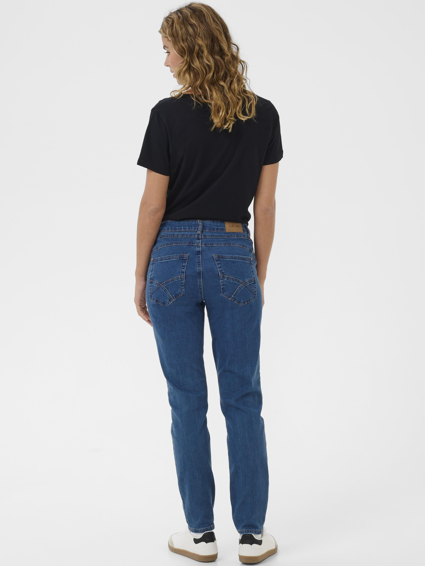 Cream Lone women’s regular-fit full-length jeans with a regular waist and stretch cotton-blend denim.