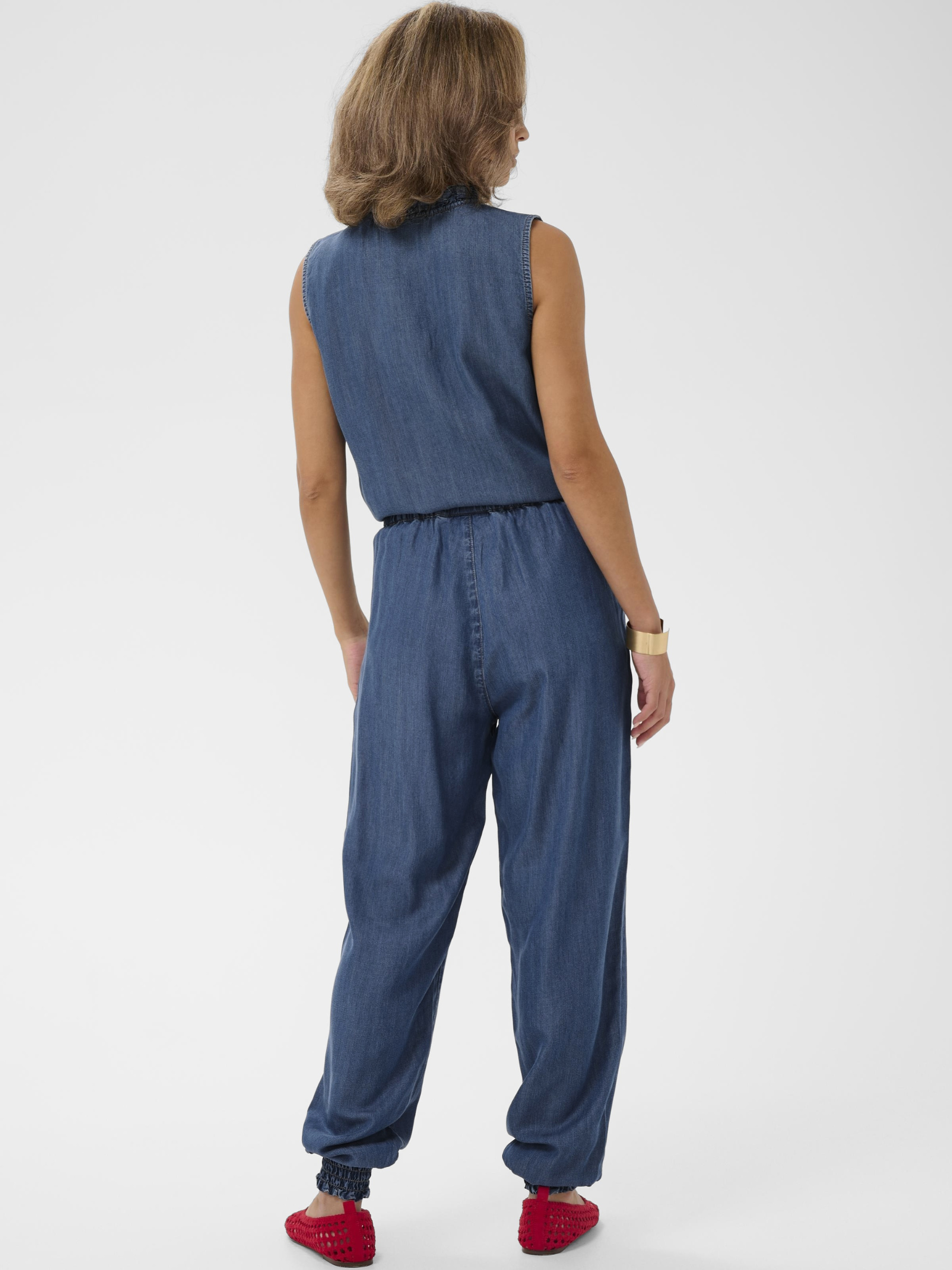 Cream Molly Harem Pant in soft lyocell with relaxed fit and elasticated cuffed ankle.